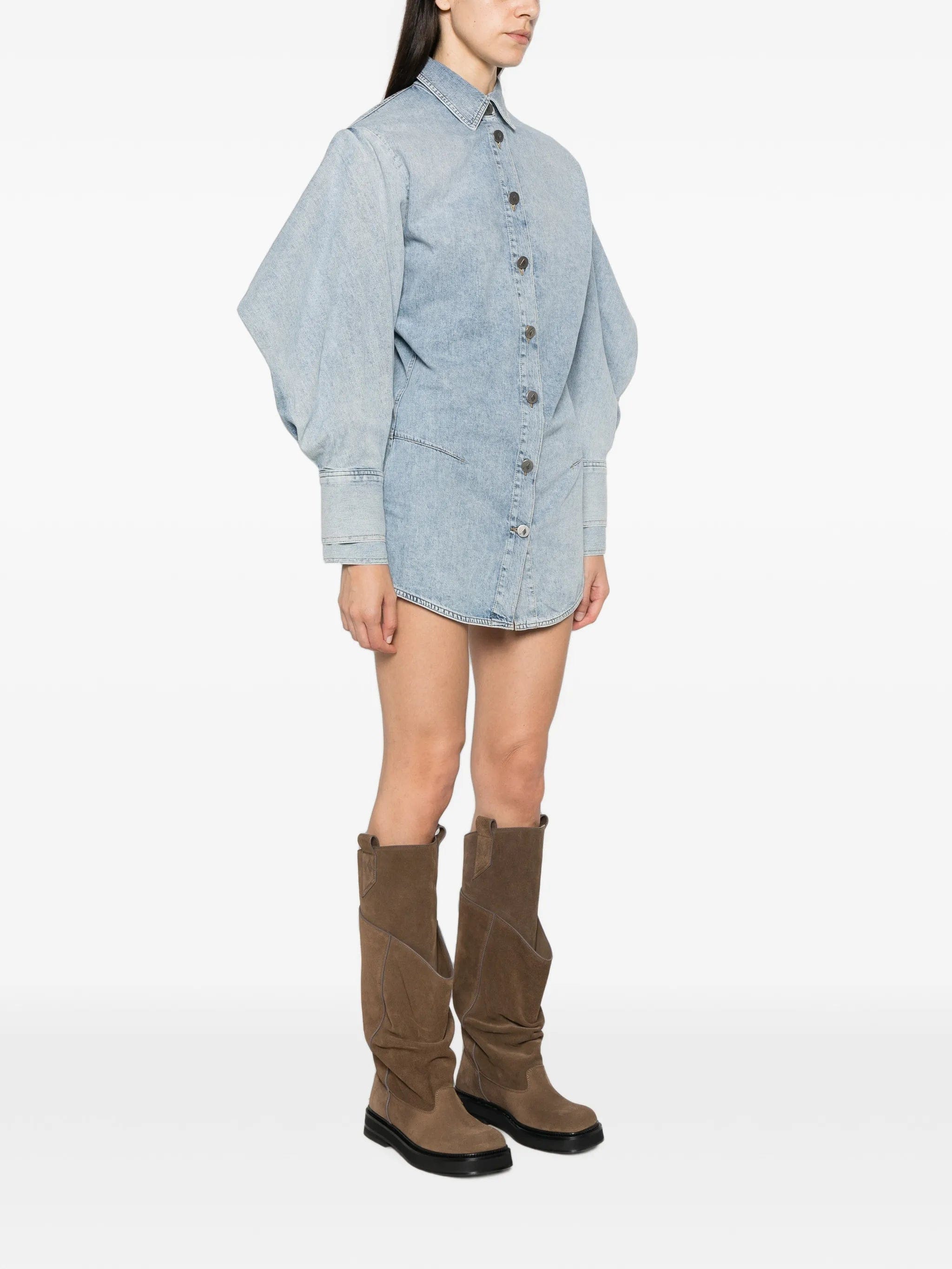 The Attico ruffled long-sleeve mini dress
