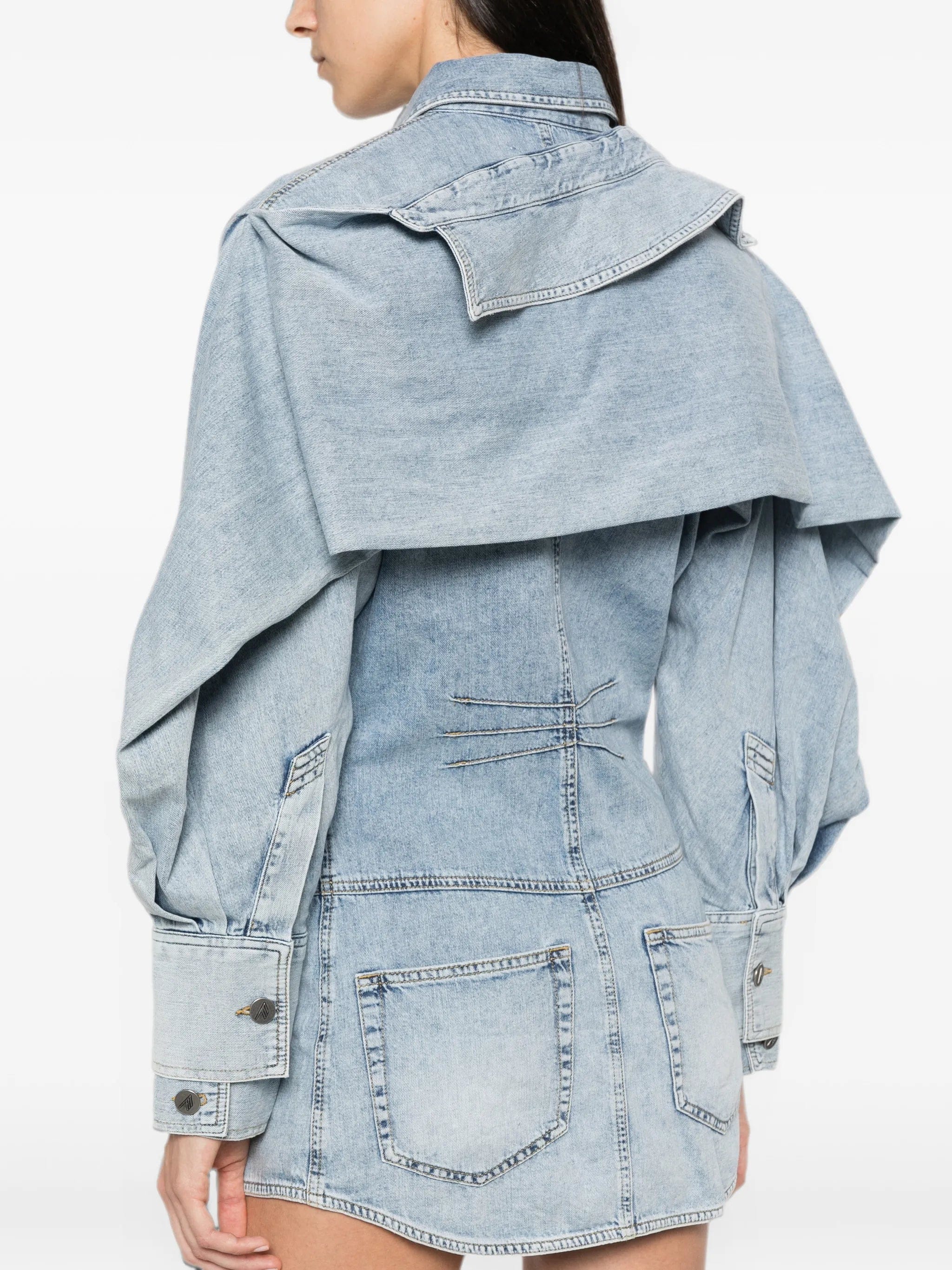 The Attico ruffled long-sleeve mini dress