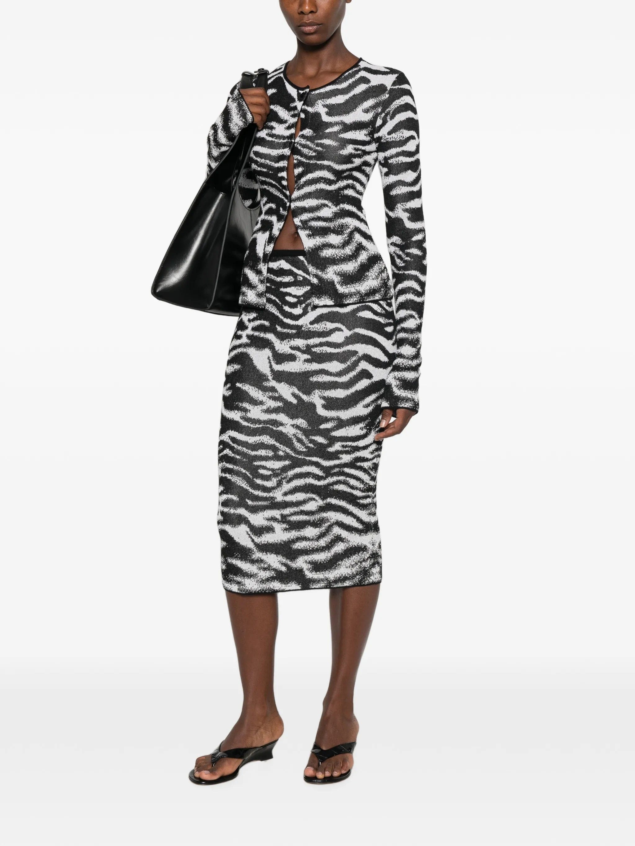 The Attico zebra-pattern jacquard-knit skirt