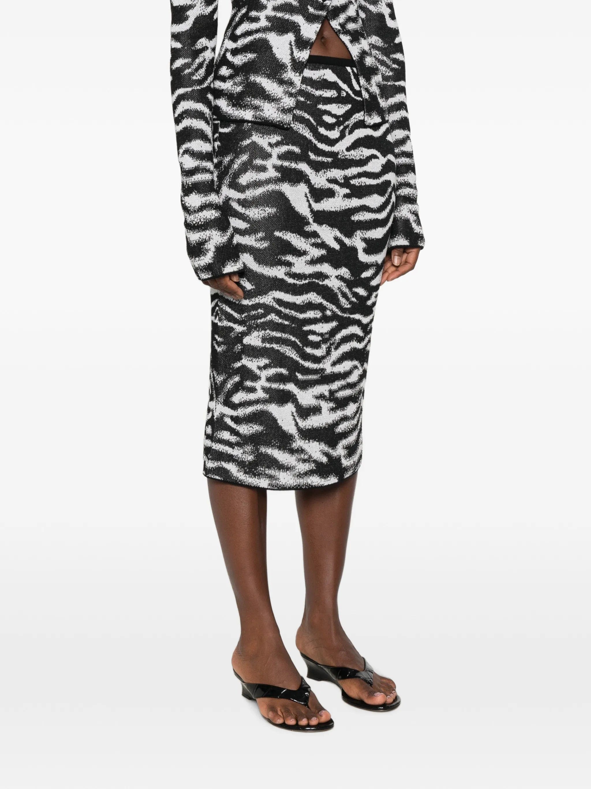 The Attico zebra-pattern jacquard-knit skirt