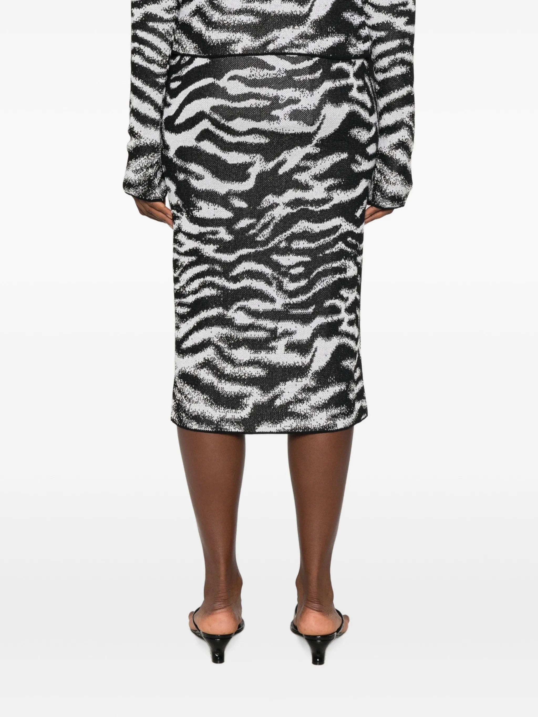 The Attico zebra-pattern jacquard-knit skirt
