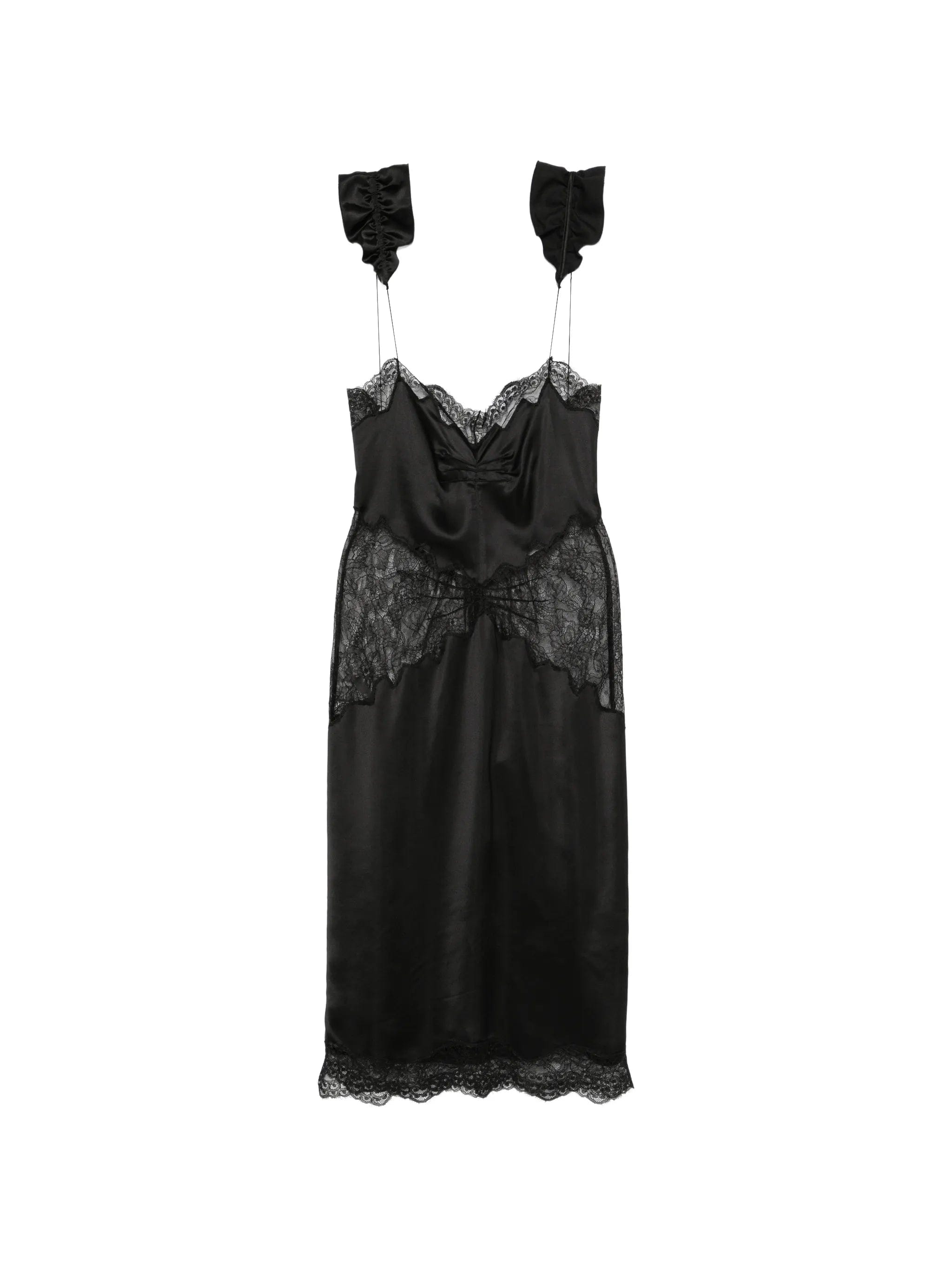 The Attico lace-trim ruffled midi dress
