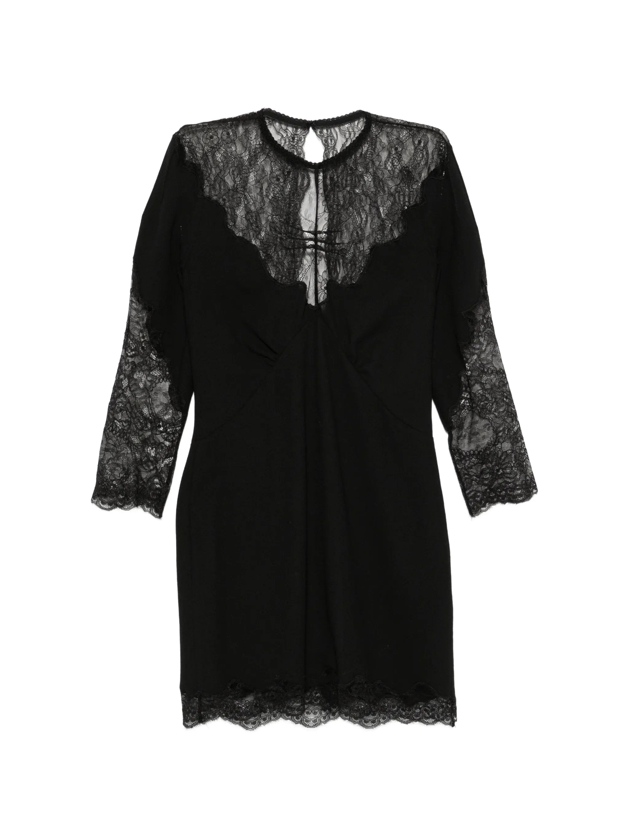 The Attico lace-trimmed long-sleeve mini dress