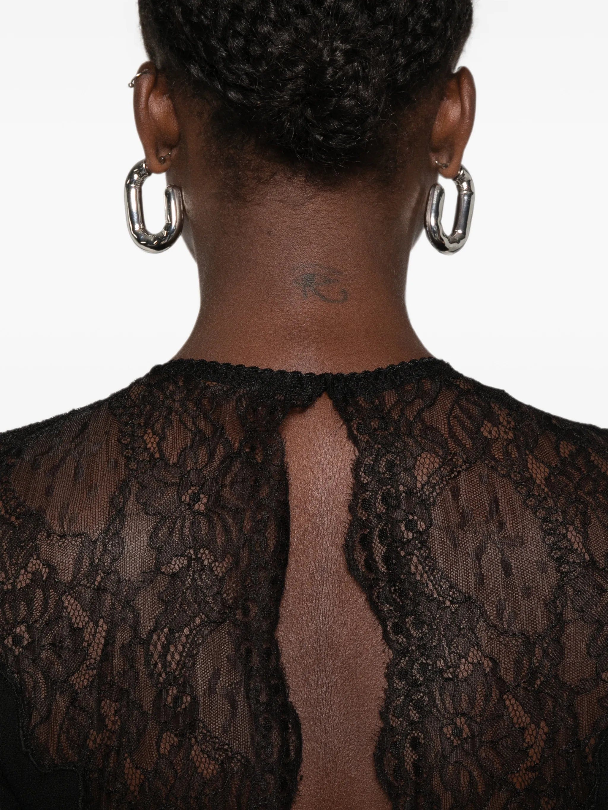 The Attico lace-trimmed long-sleeve mini dress