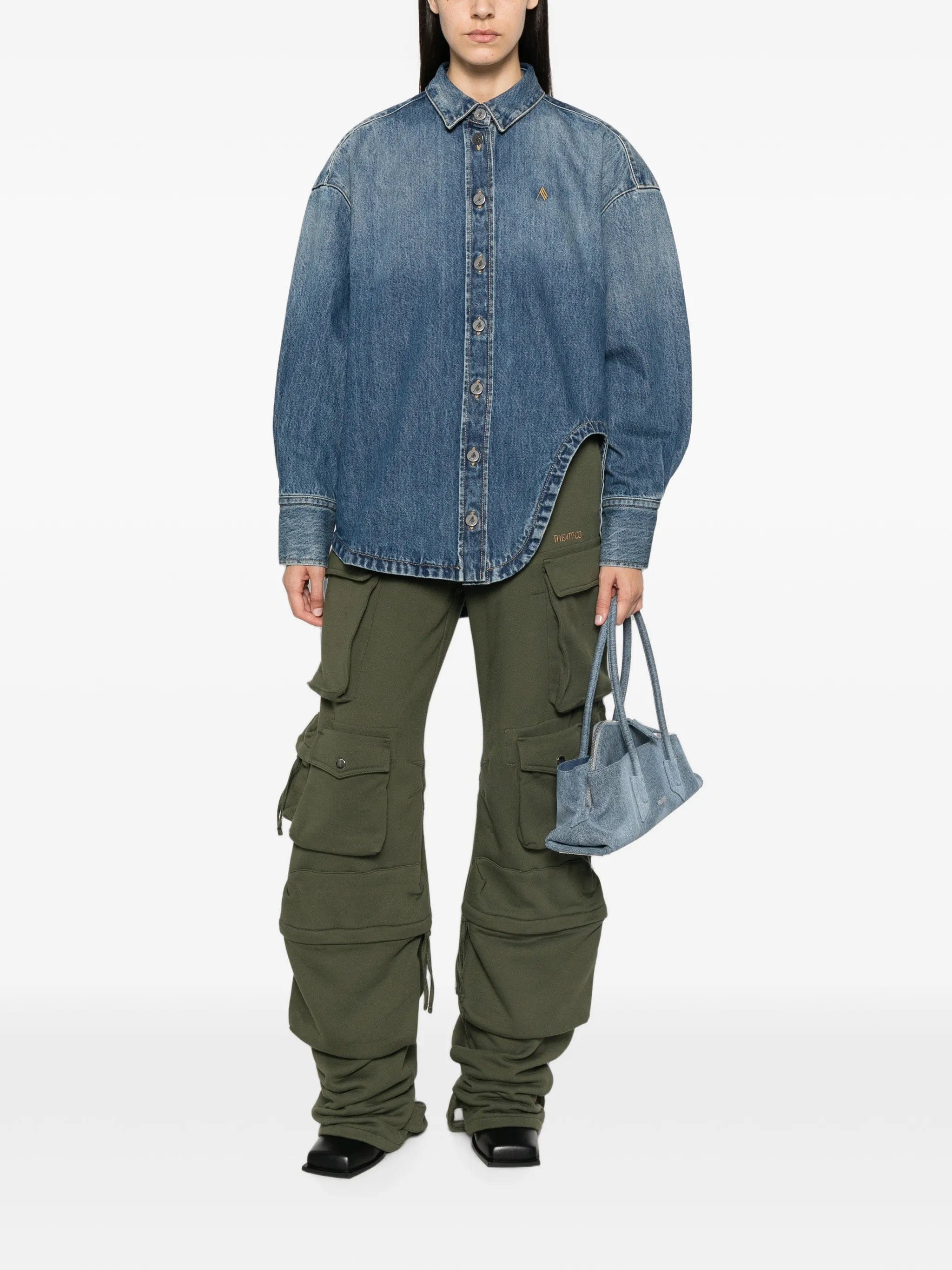 The Attico asymmetric-hem denim shirt