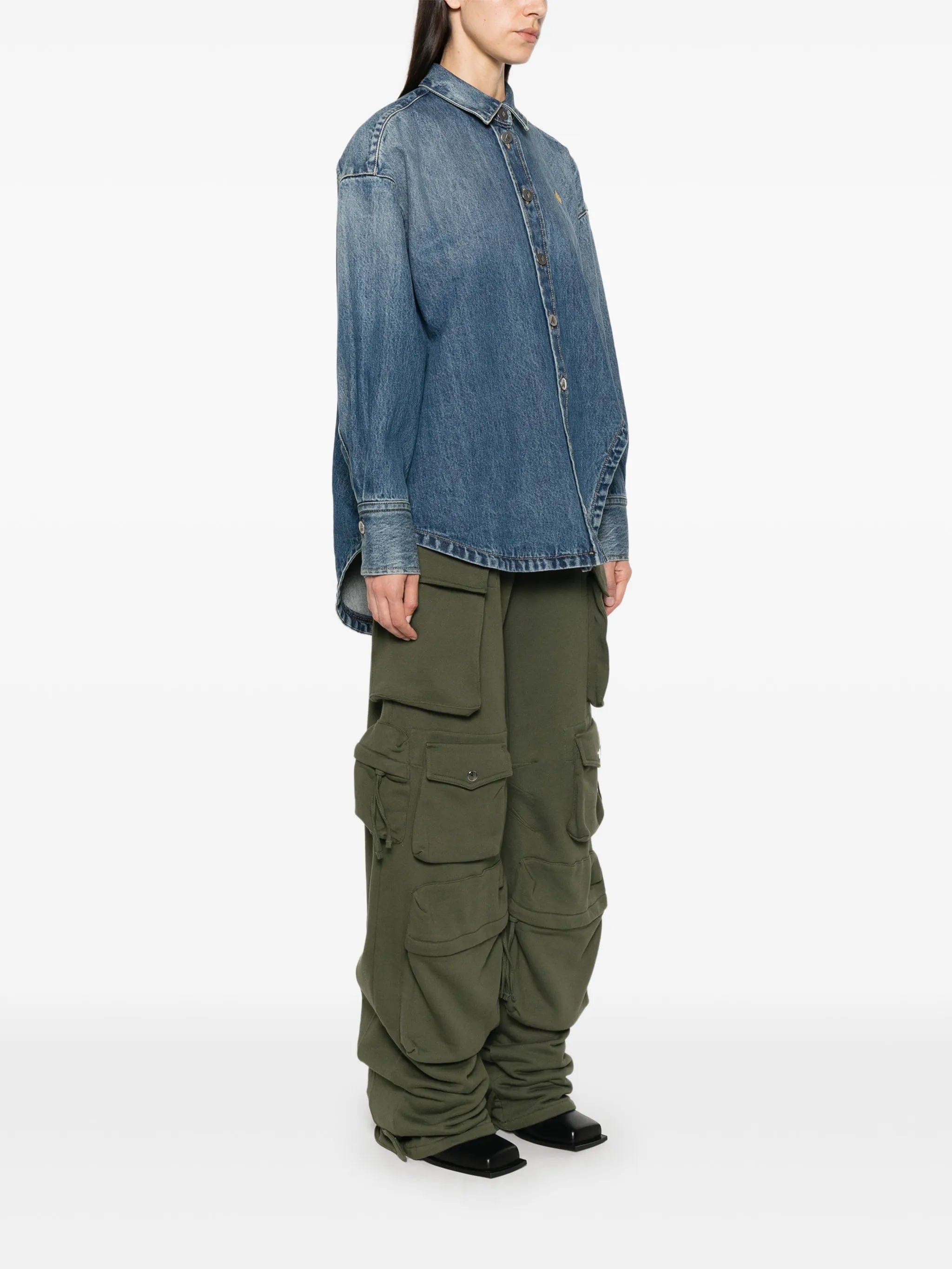The Attico asymmetric-hem denim shirt