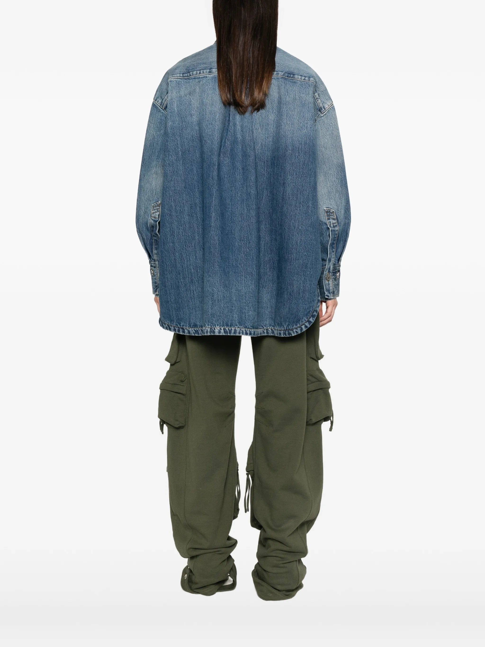 The Attico asymmetric-hem denim shirt