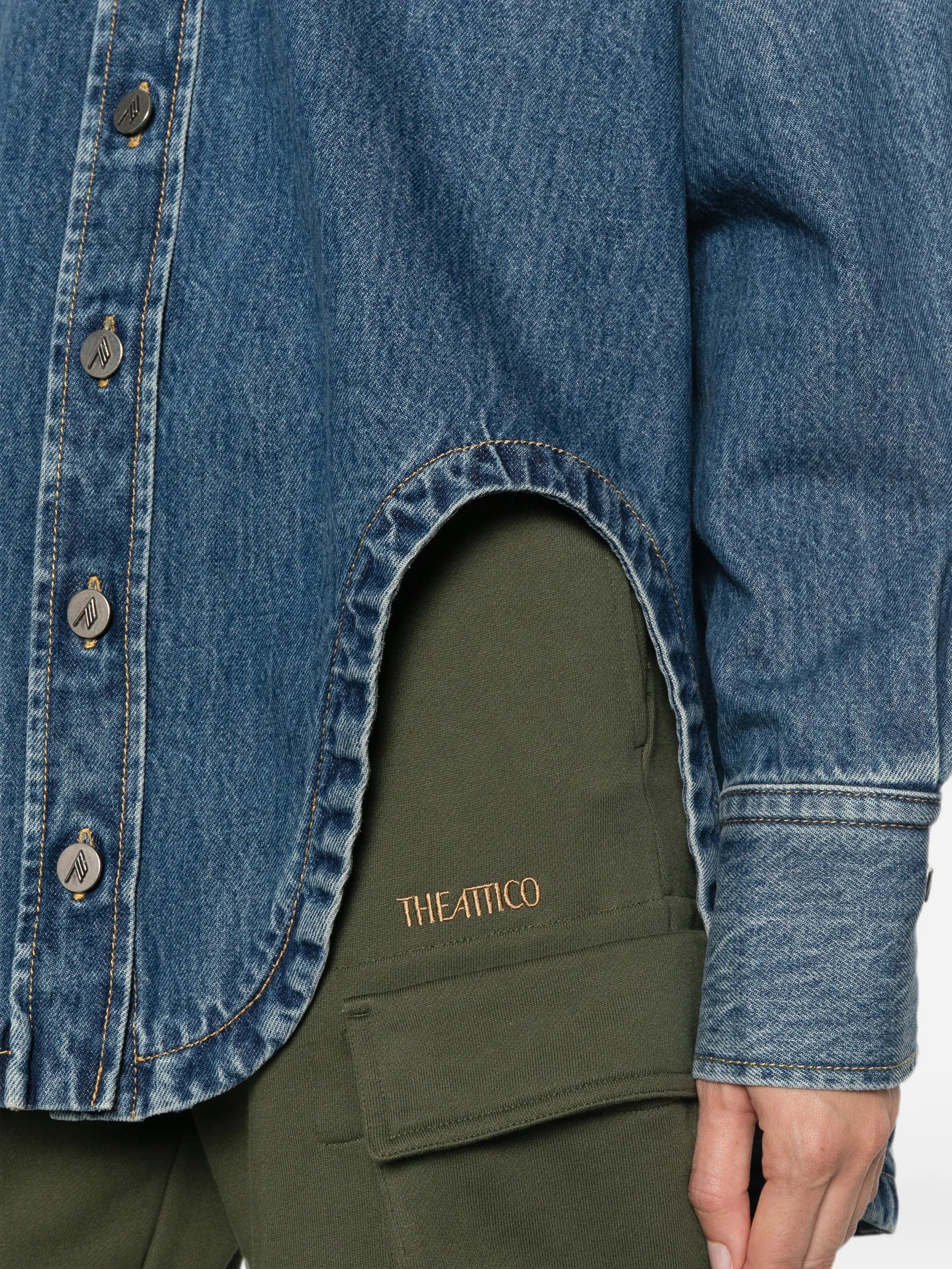The Attico asymmetric-hem denim shirt