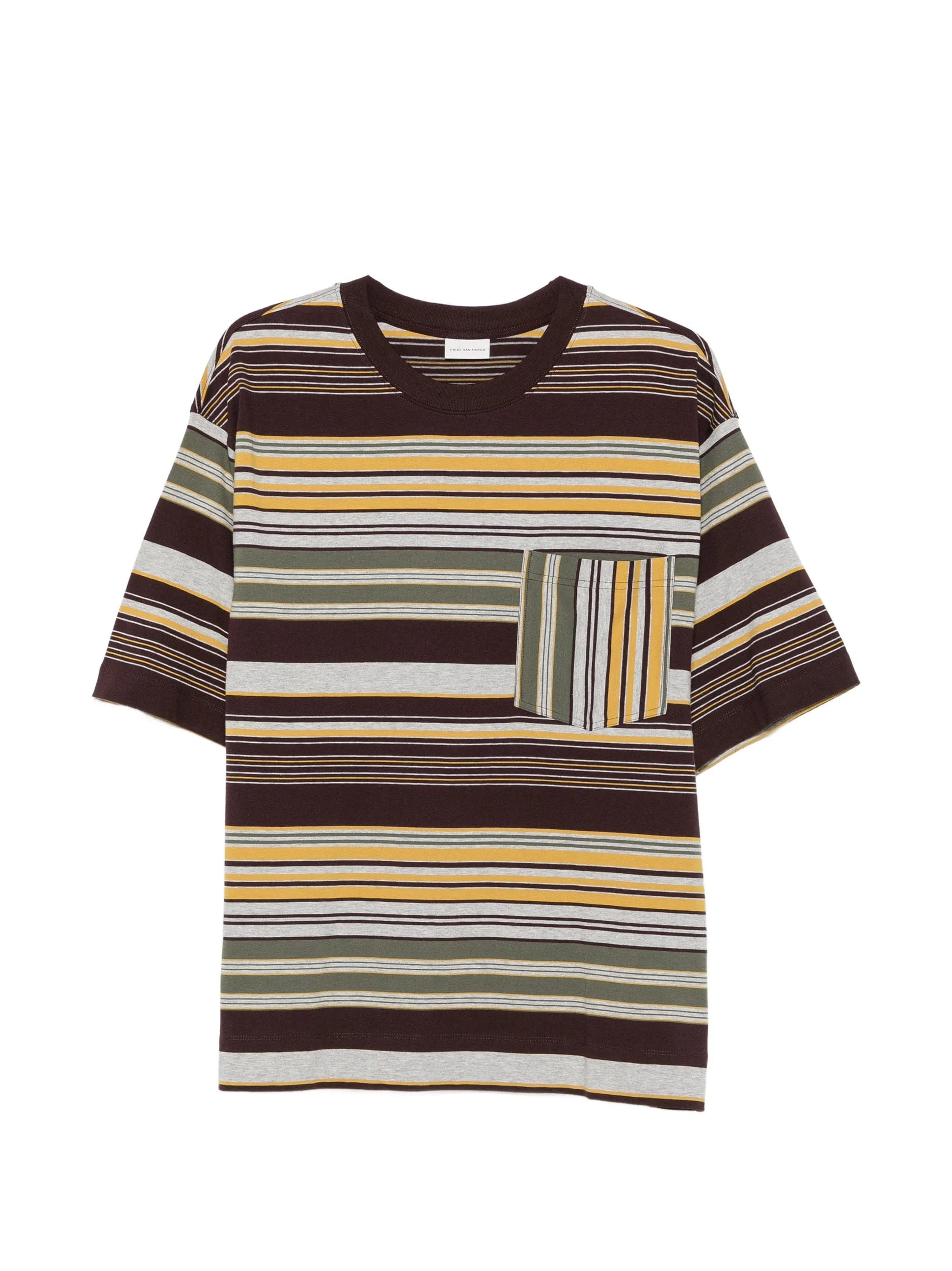 DRIES VAN NOTEN striped chest-pocket T-shirt