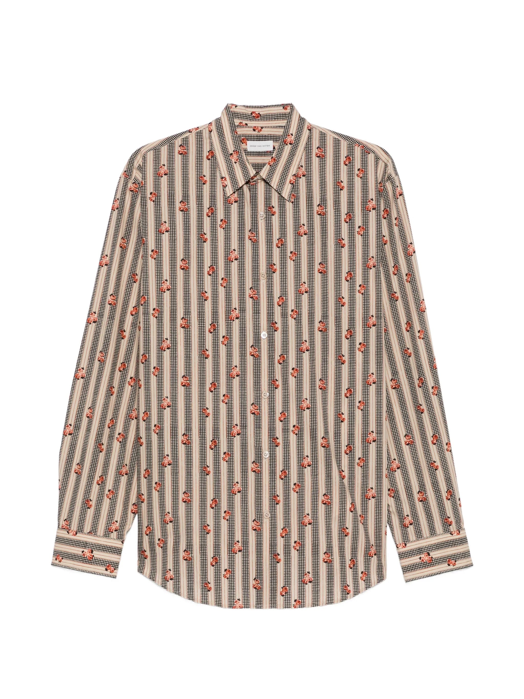 DRIES VAN NOTEN floral-stripe print shirt