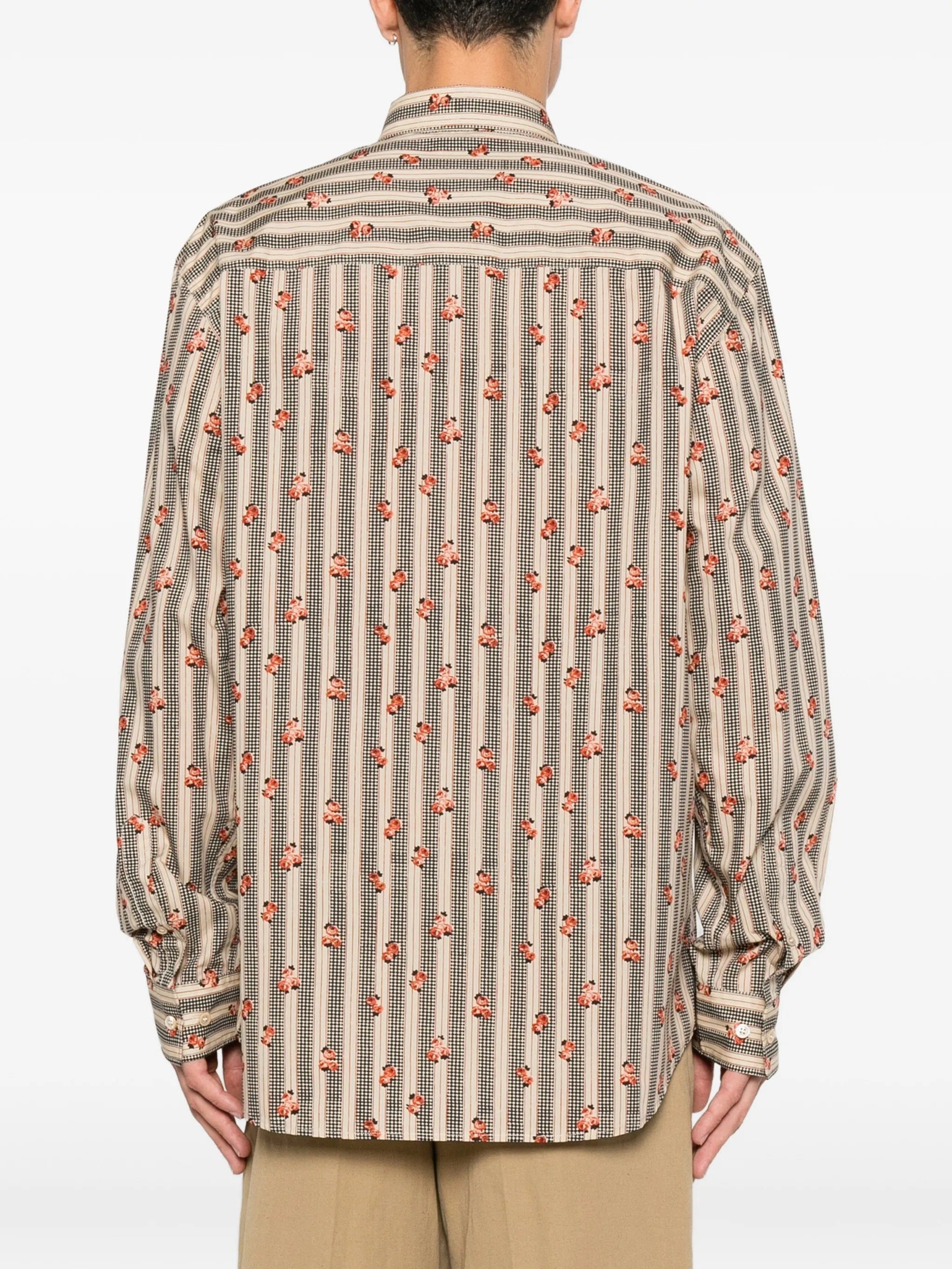 DRIES VAN NOTEN floral-stripe print shirt