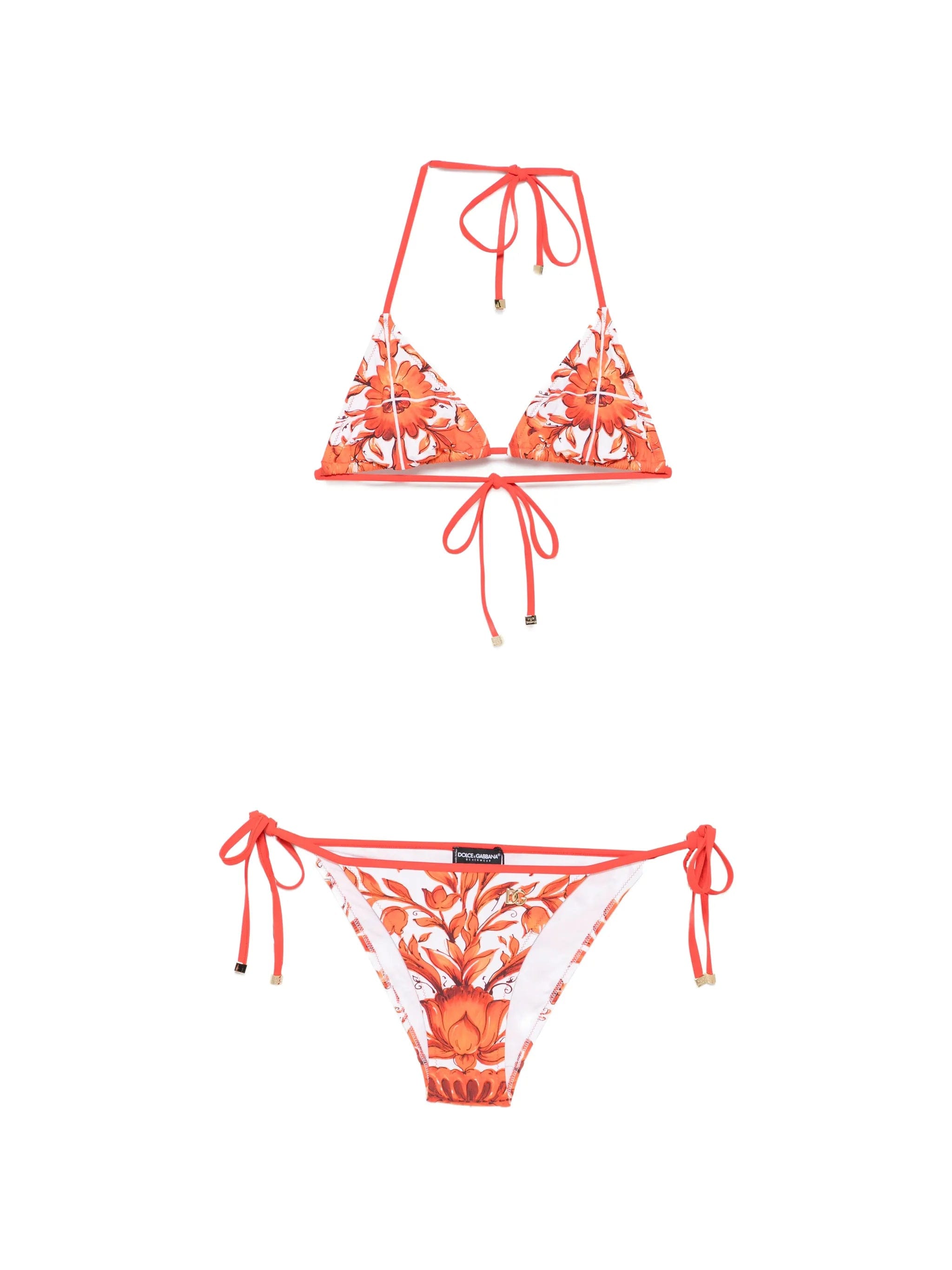 Dolce & Gabbana Maiolica-print triangle bikini set