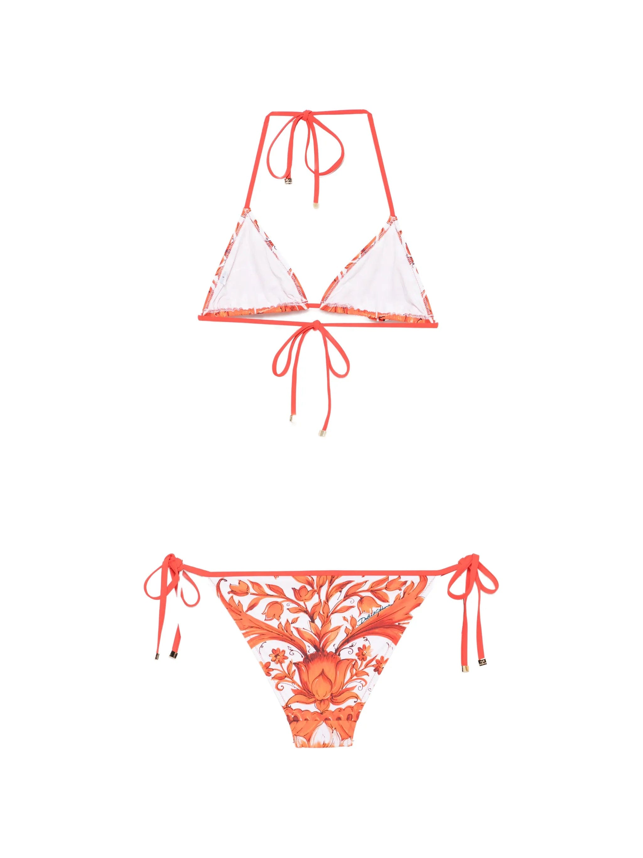 Dolce & Gabbana Maiolica-print triangle bikini set