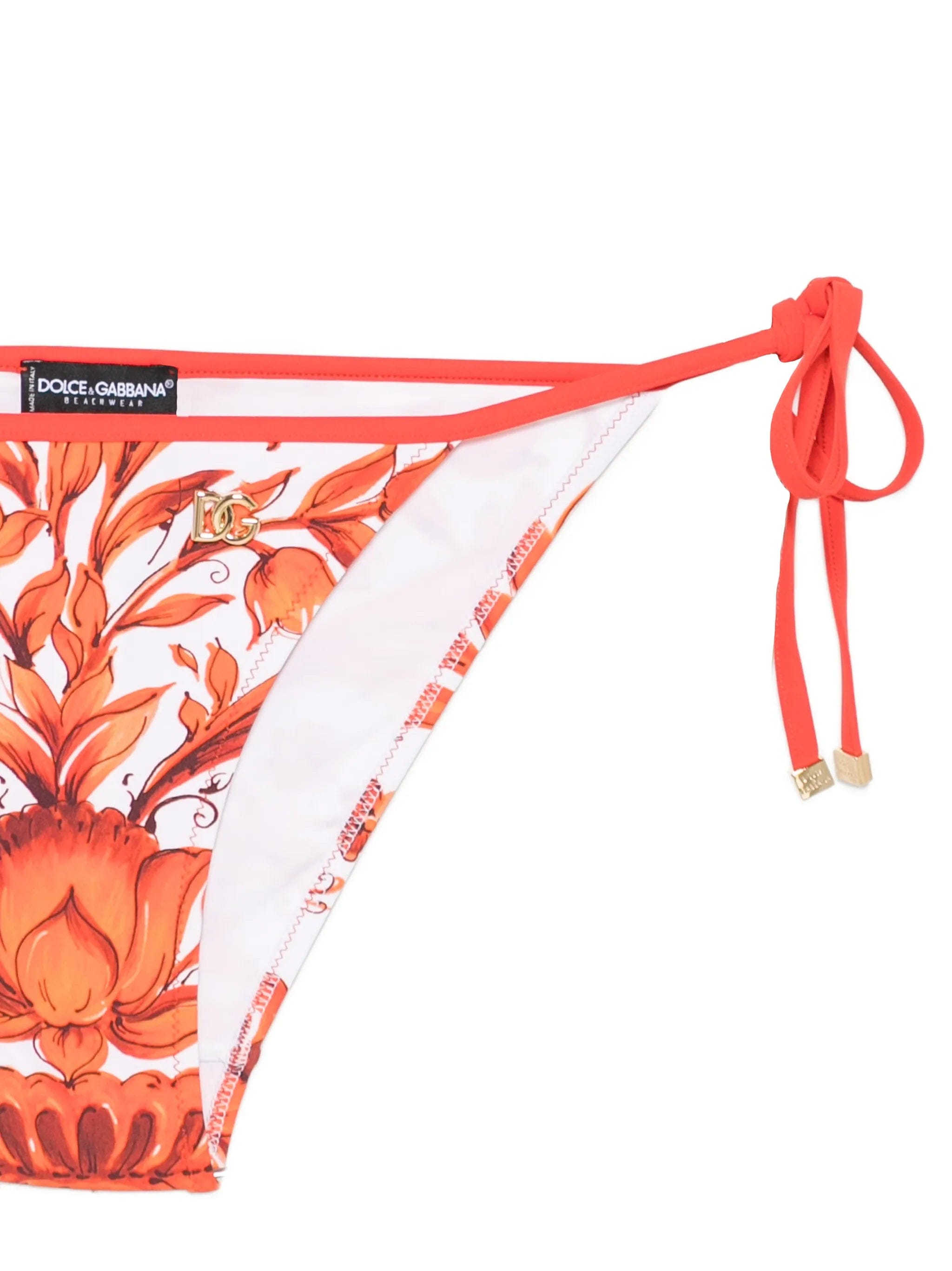Dolce & Gabbana Maiolica-print triangle bikini set