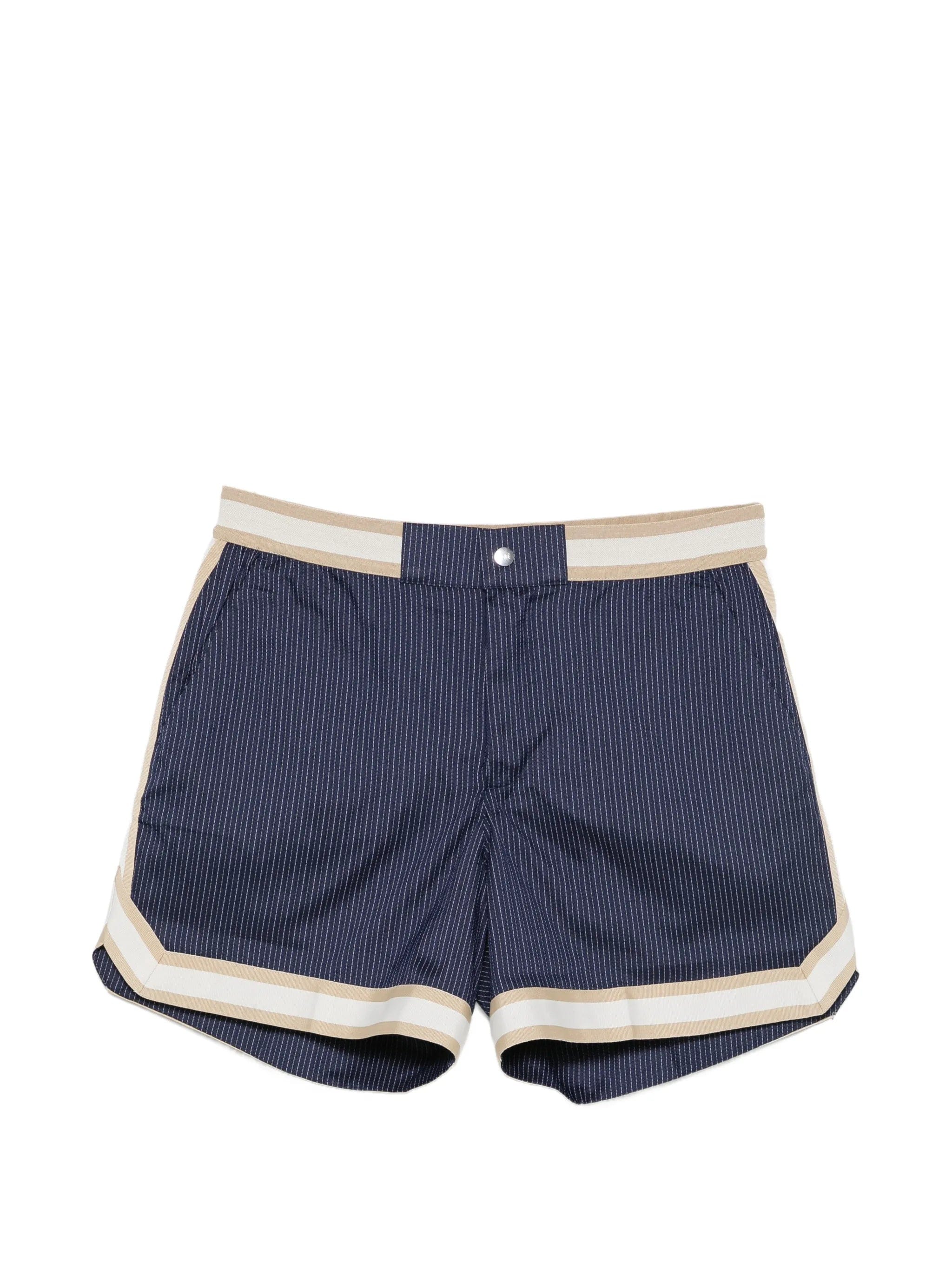 CHÉ Baller pinstriped swim shorts