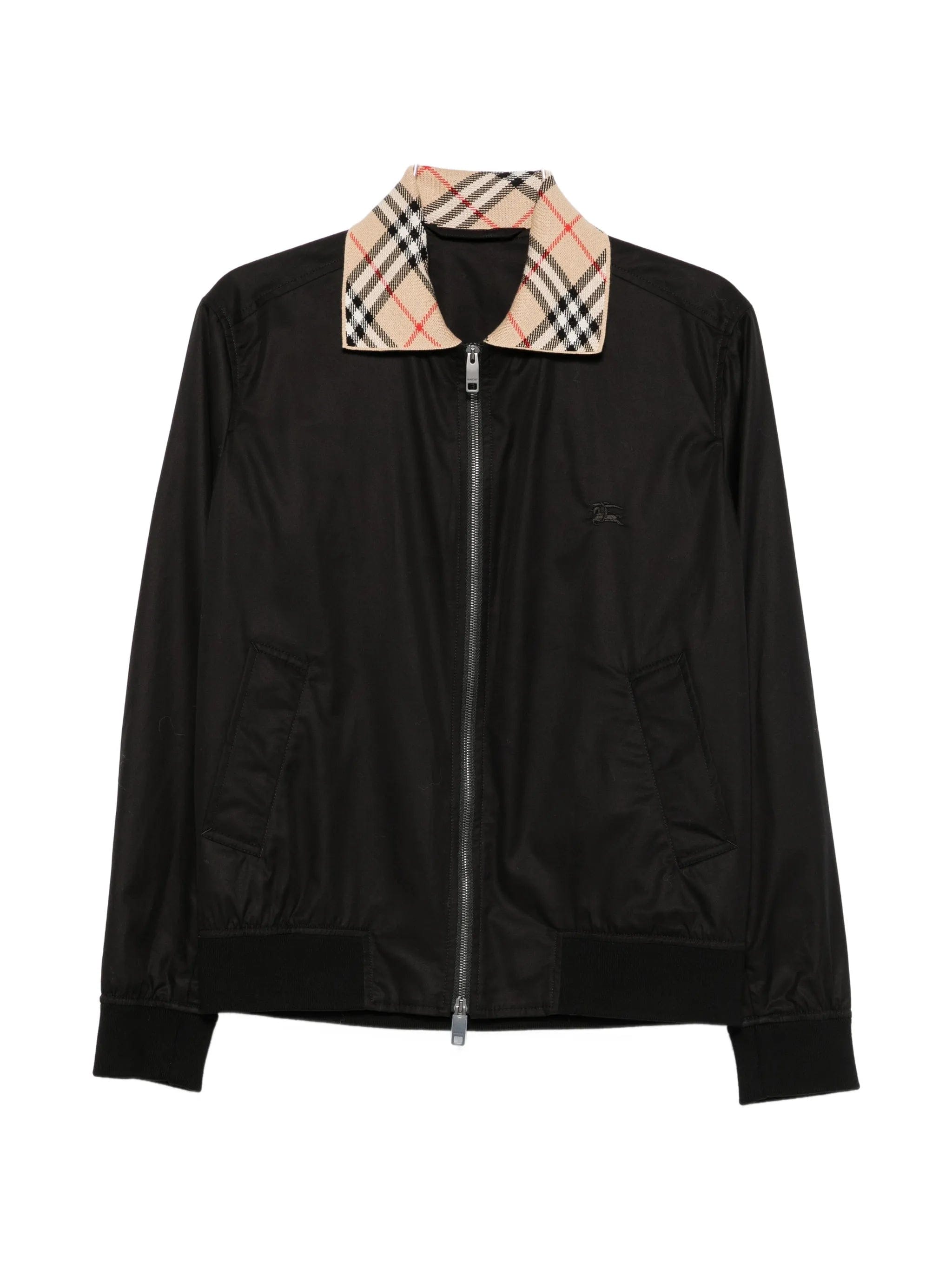 Burberry check-collar zip-up jacket