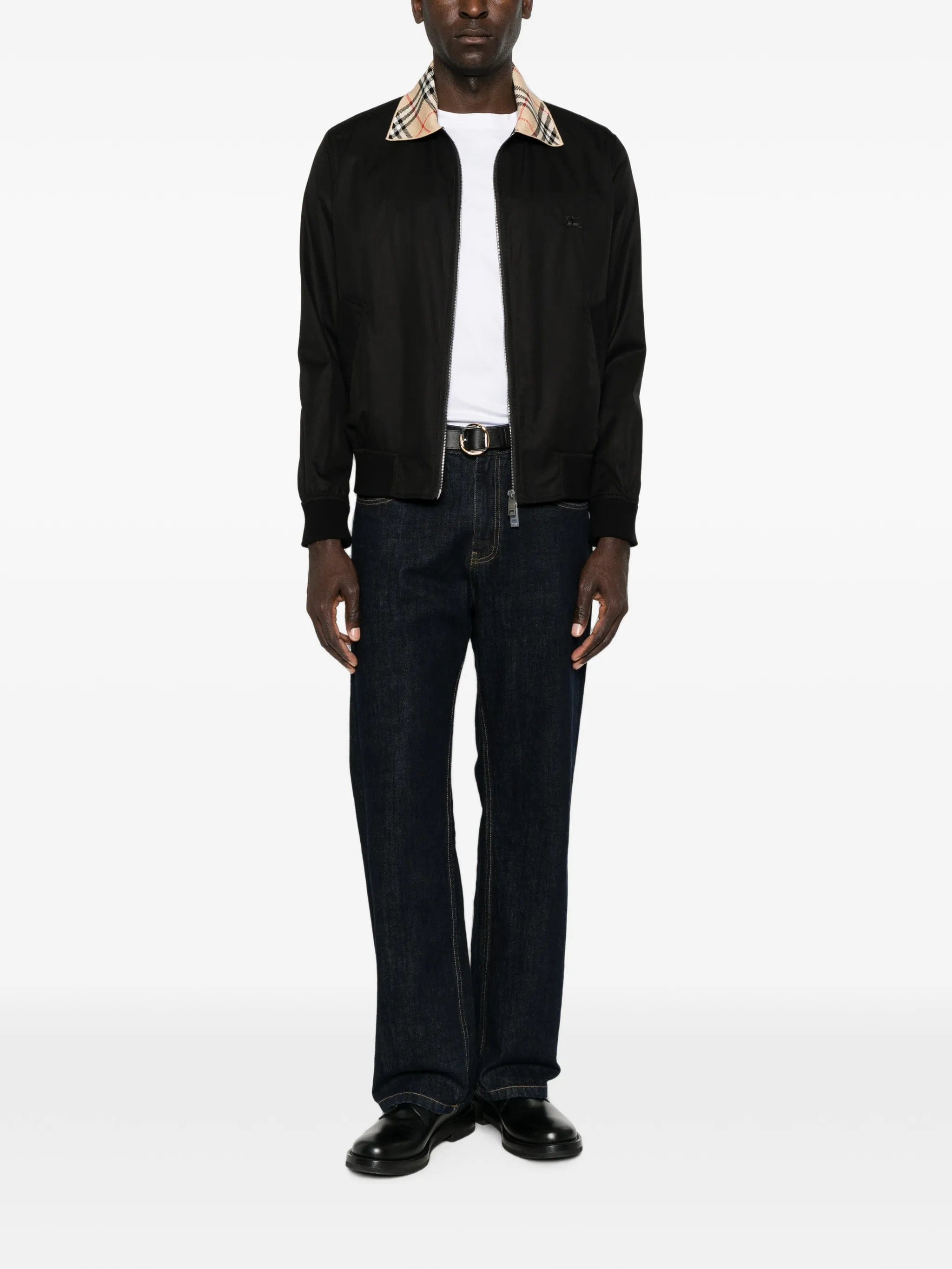 Burberry check-collar zip-up jacket