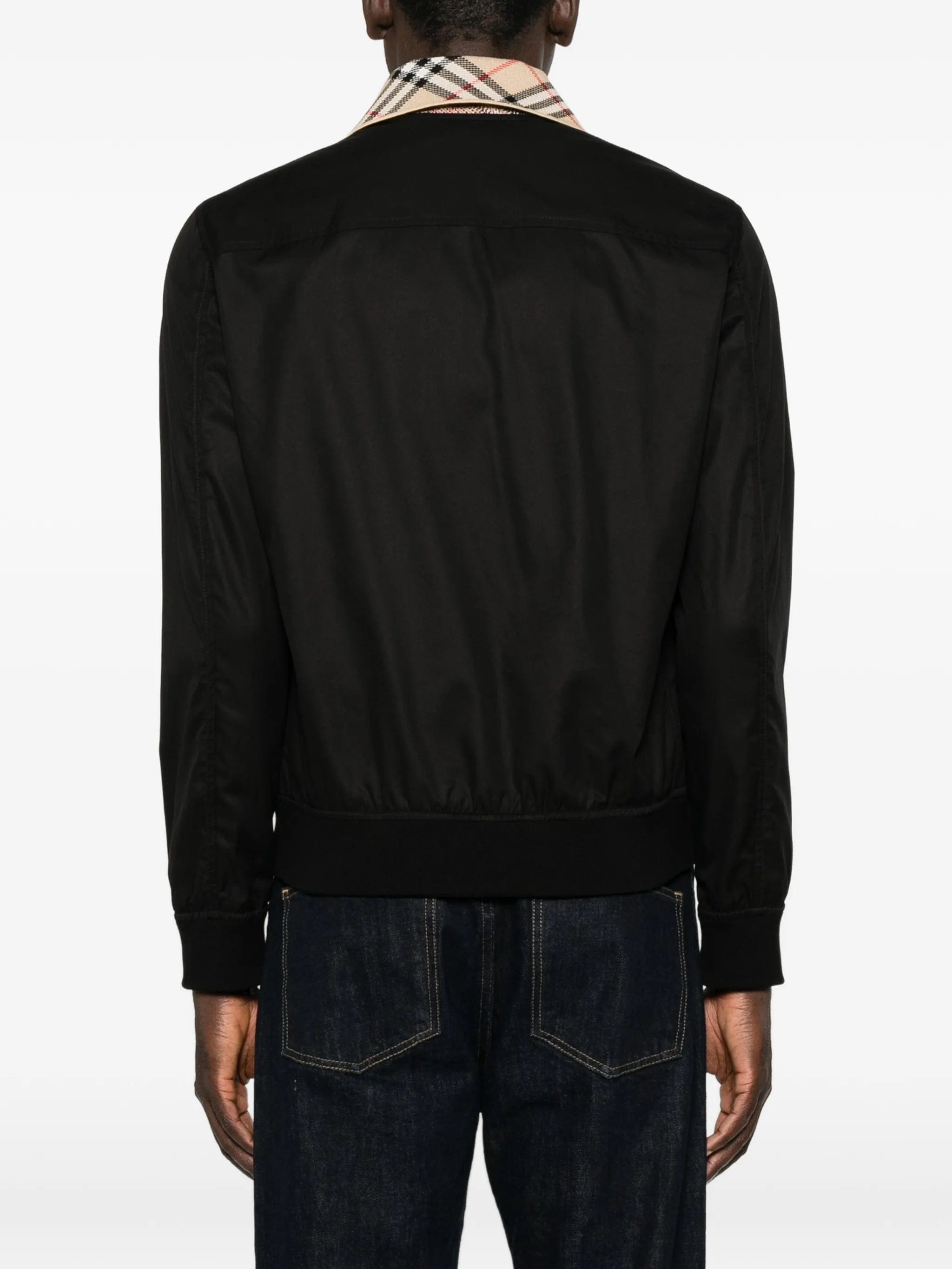Burberry check-collar zip-up jacket