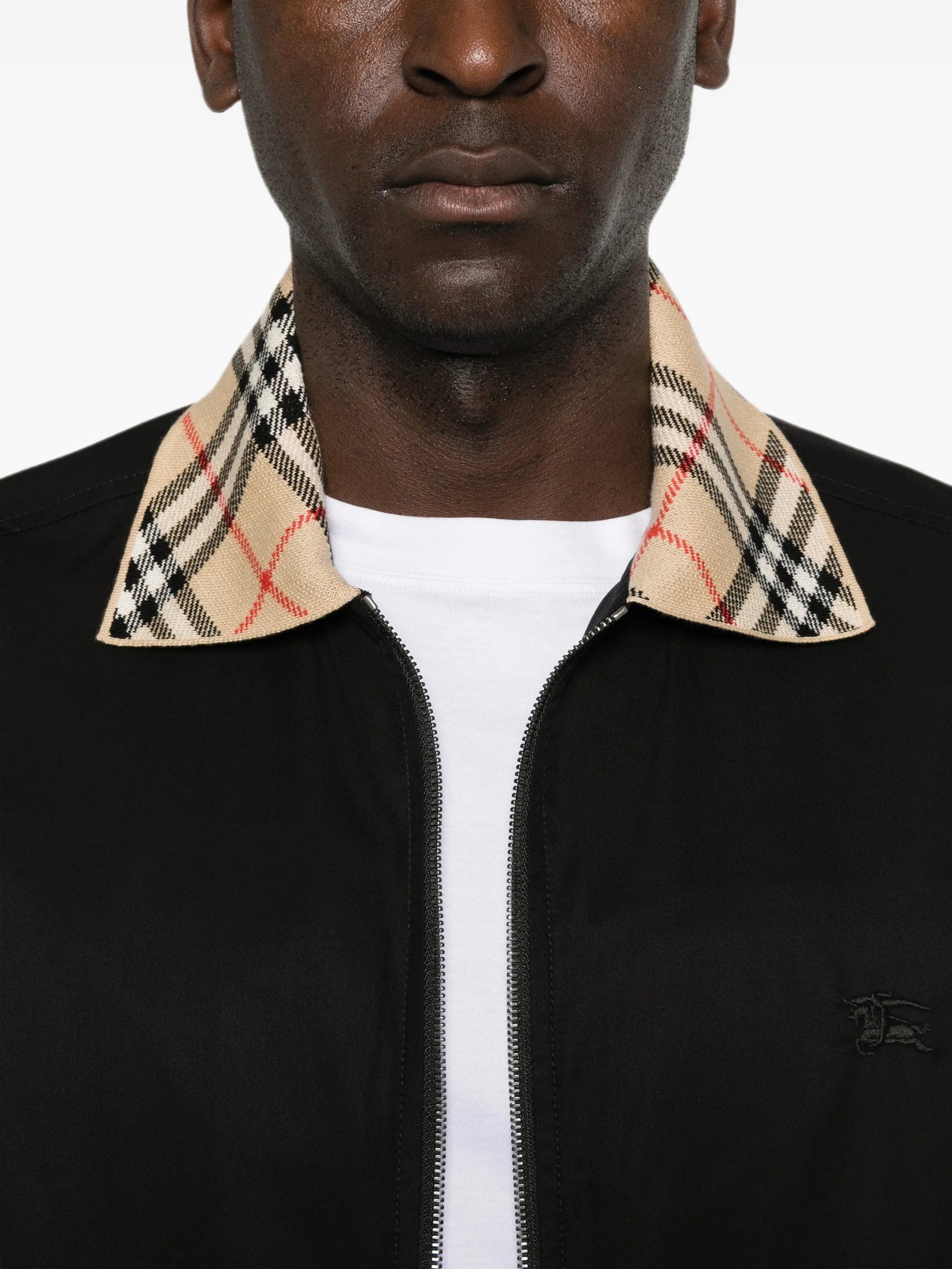 Burberry check-collar zip-up jacket