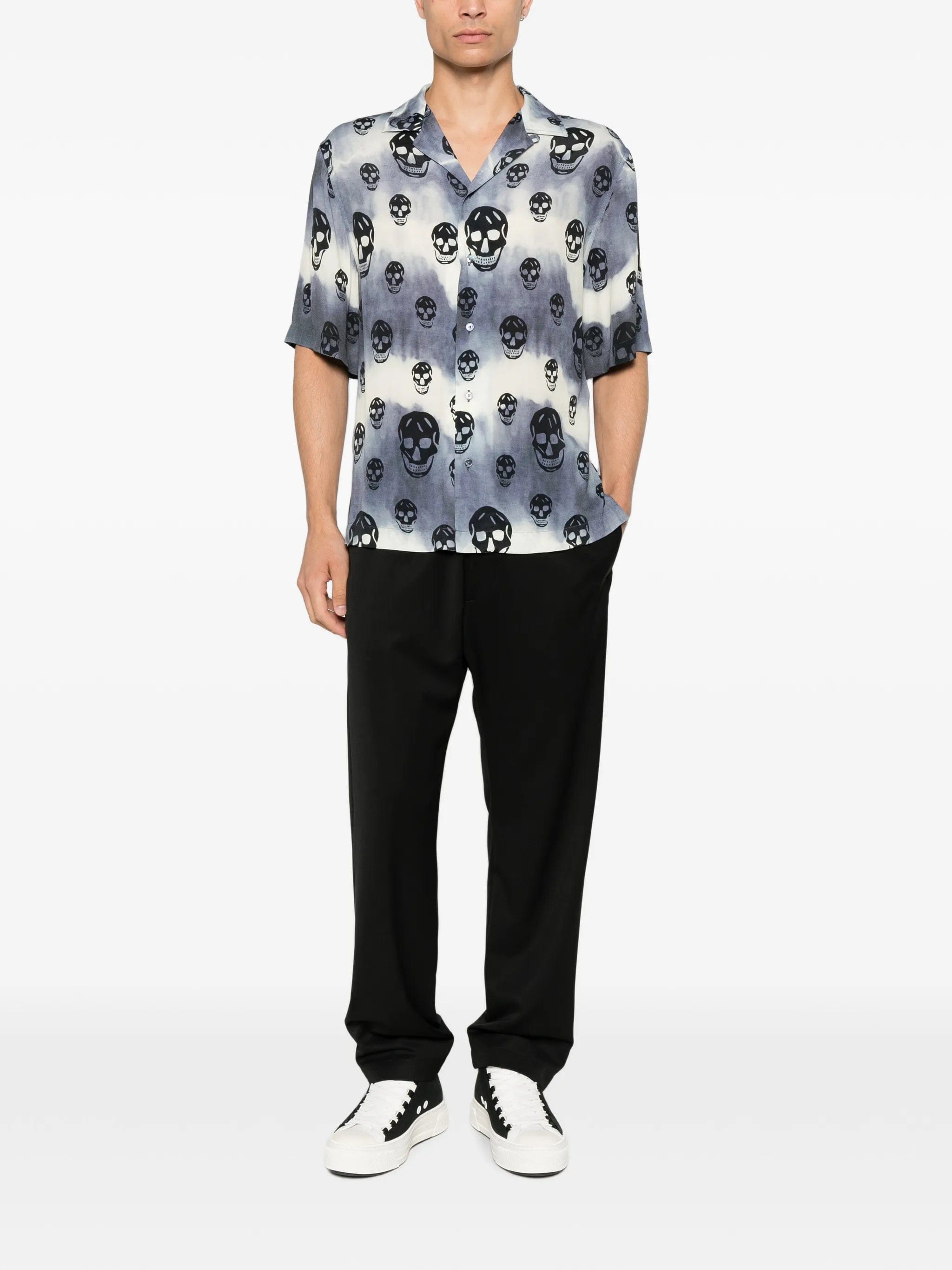 Alexander McQueen Skull-print tie-dye shirt