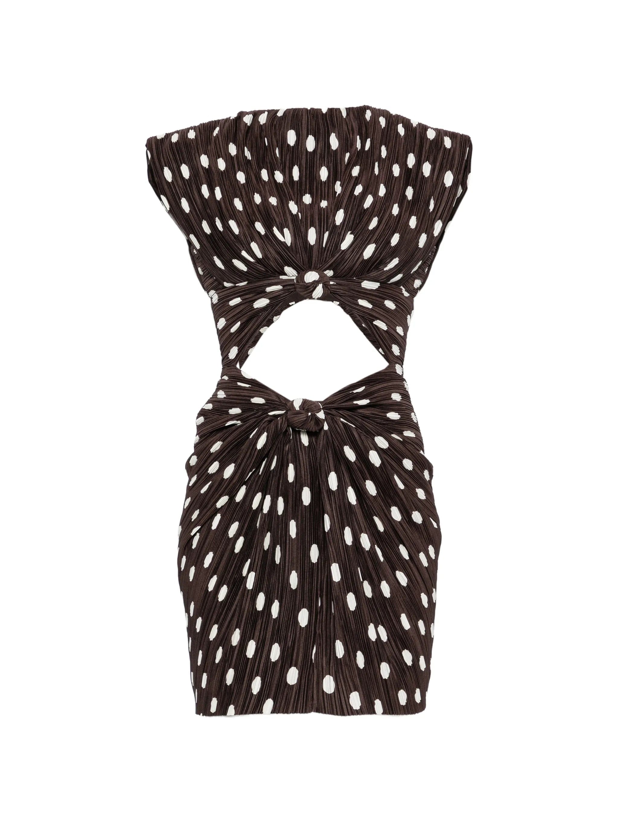 Cult Gaia Marilou polka-dot plissé dress
