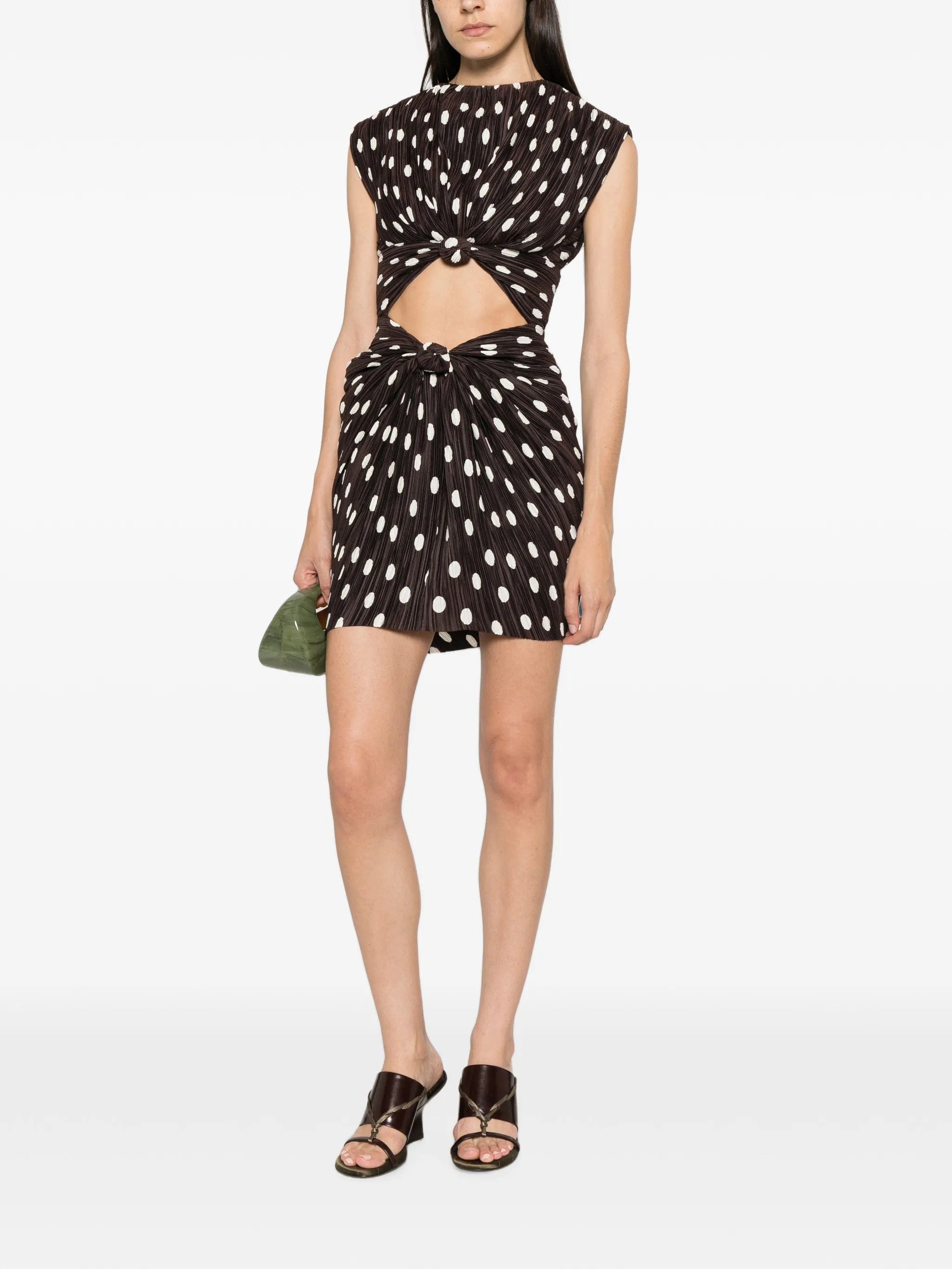 Cult Gaia Marilou polka-dot plissé dress