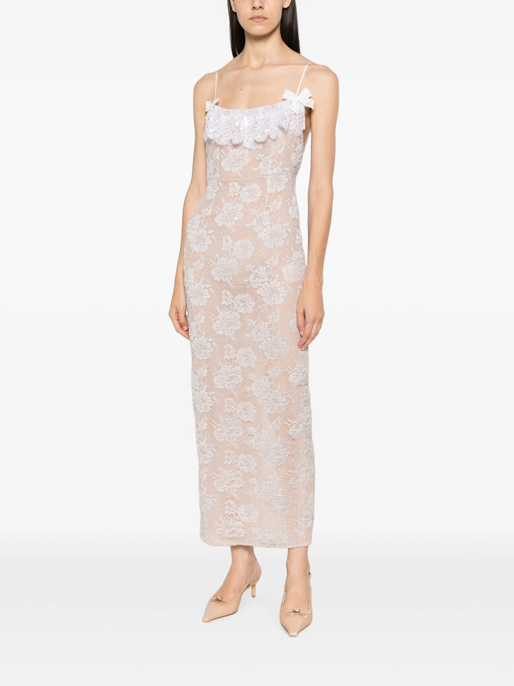 Alessandra Rich sequin-embroidered lace maxi dress