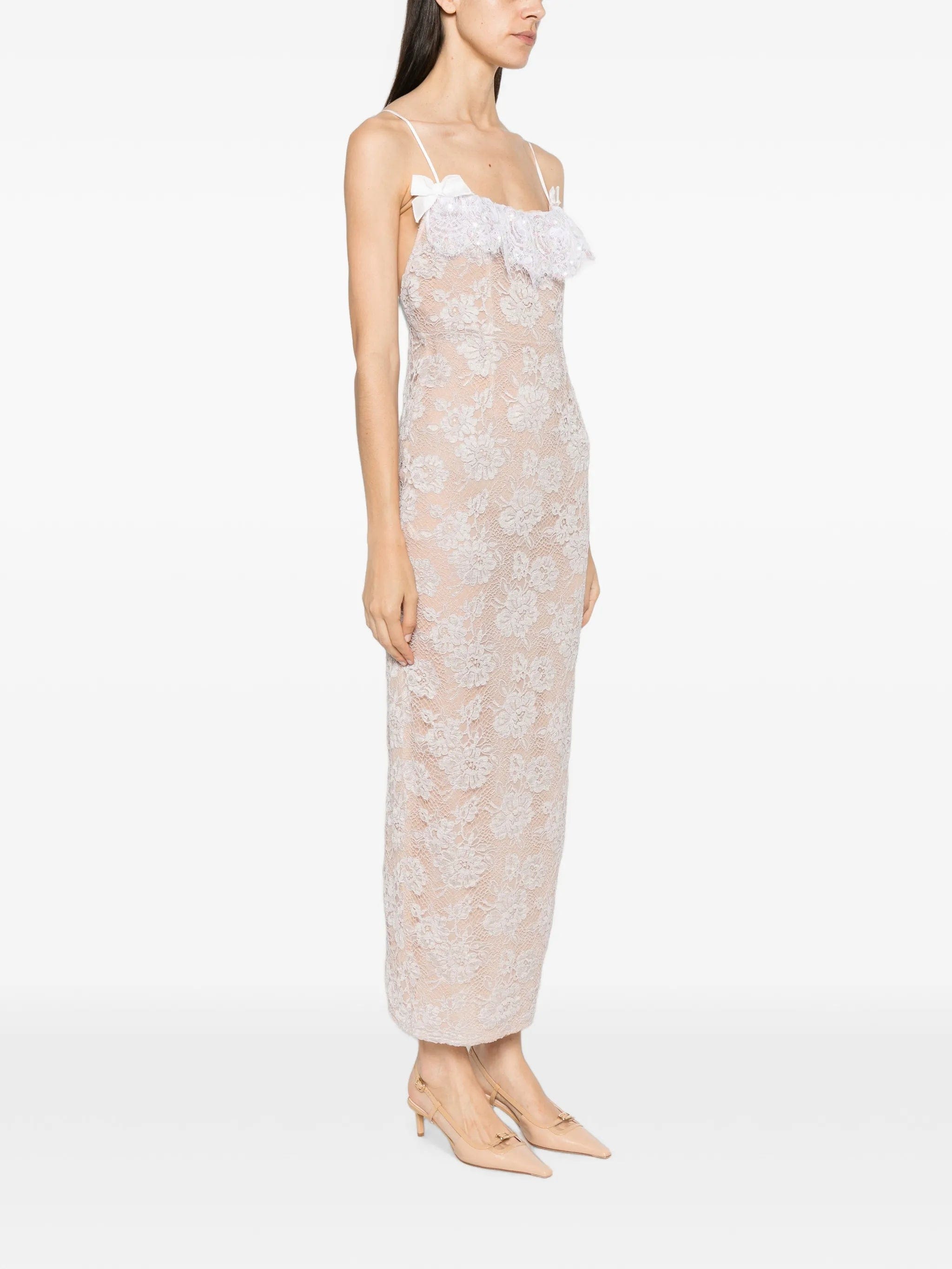 Alessandra Rich sequin-embroidered lace maxi dress