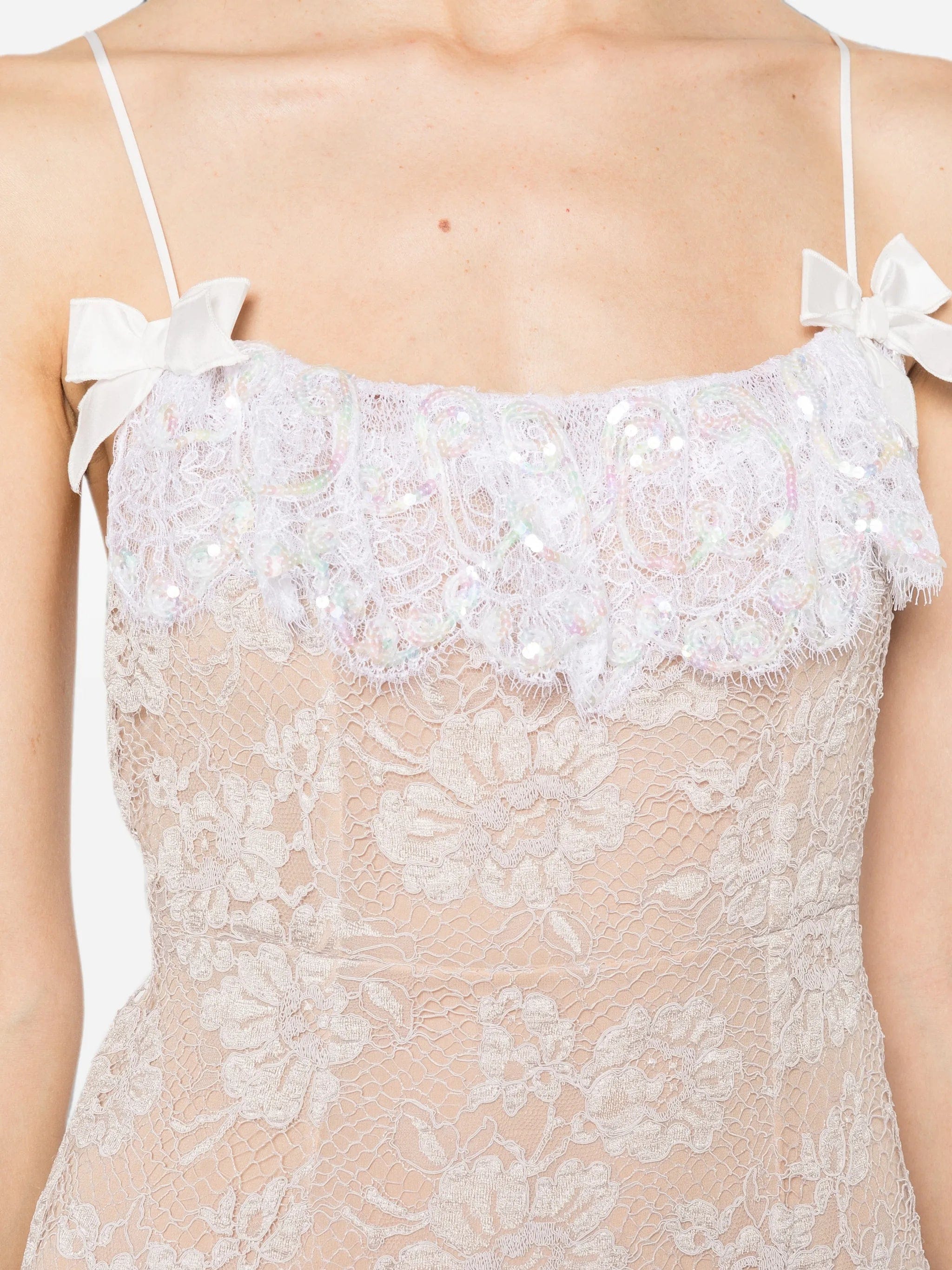 Alessandra Rich sequin-embroidered lace maxi dress
