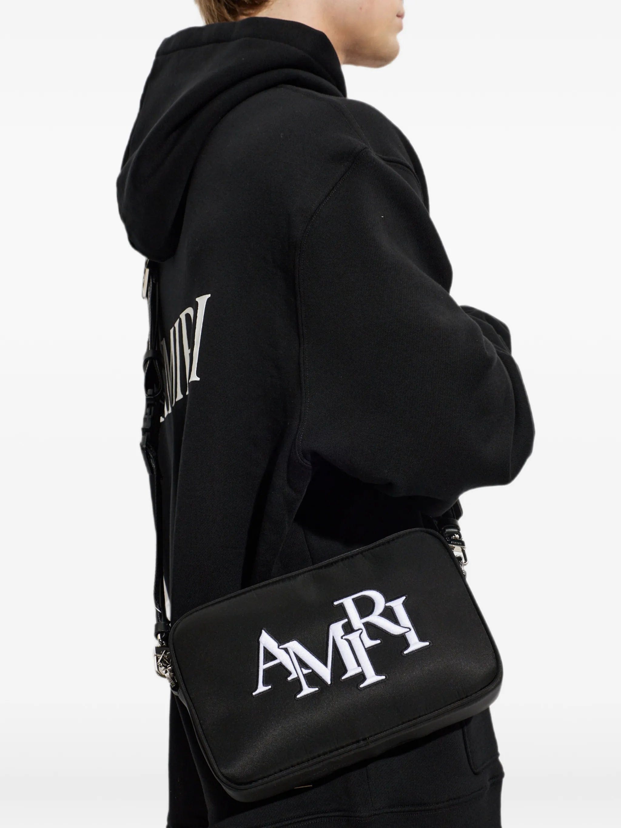 Amiri Staggered logo-embroidered messenger bag