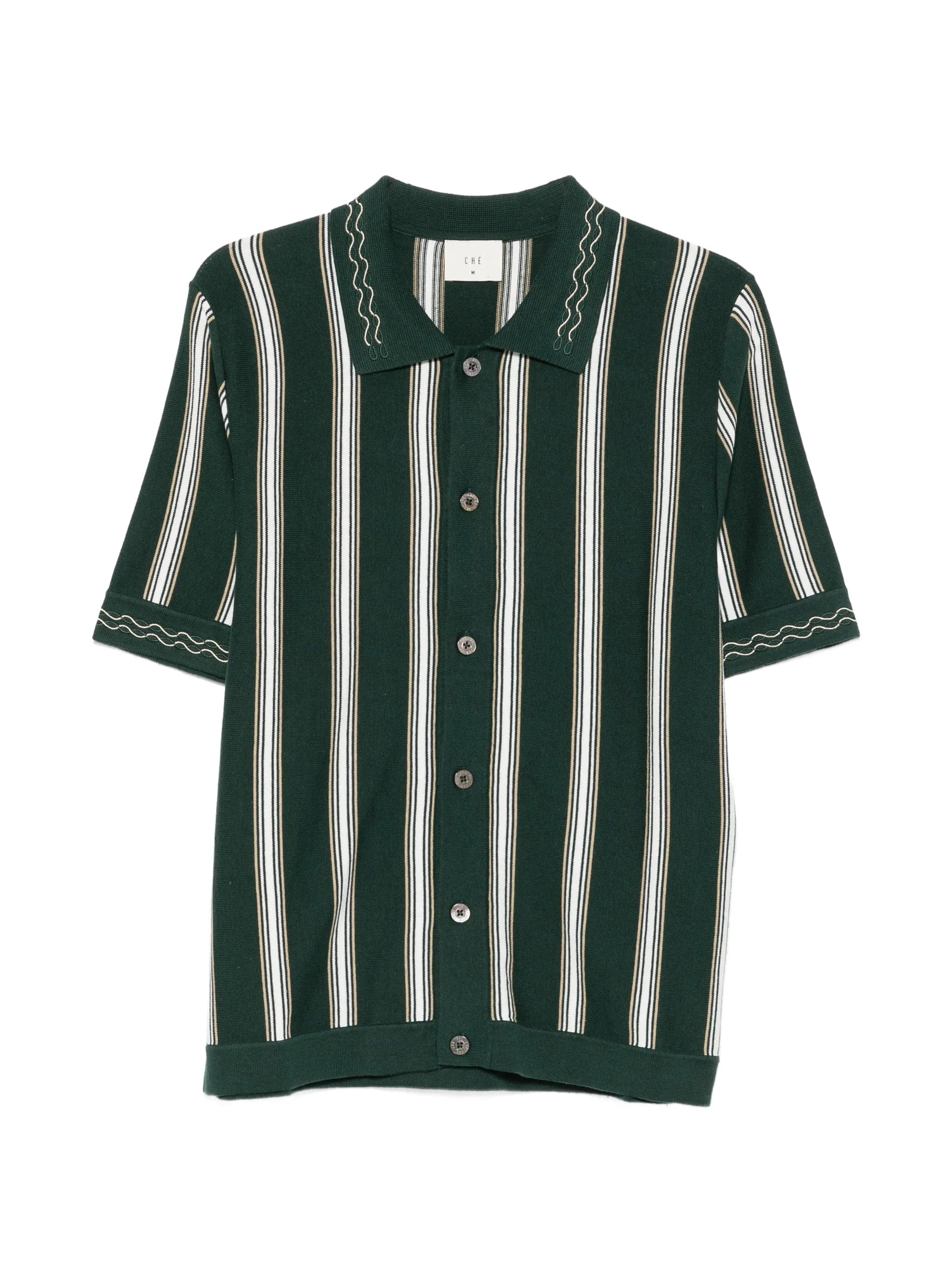 CHÉ Sawyer striped knitted polo shirt