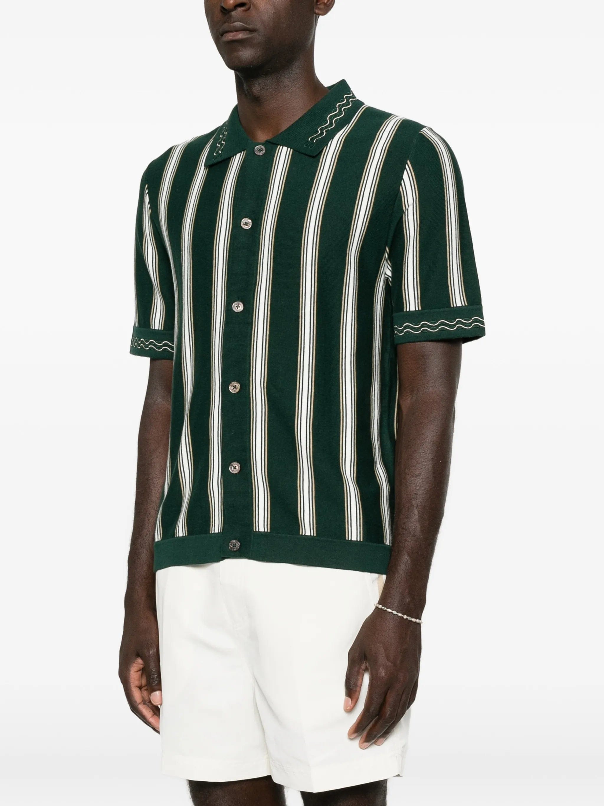 CHÉ Sawyer striped knitted polo shirt