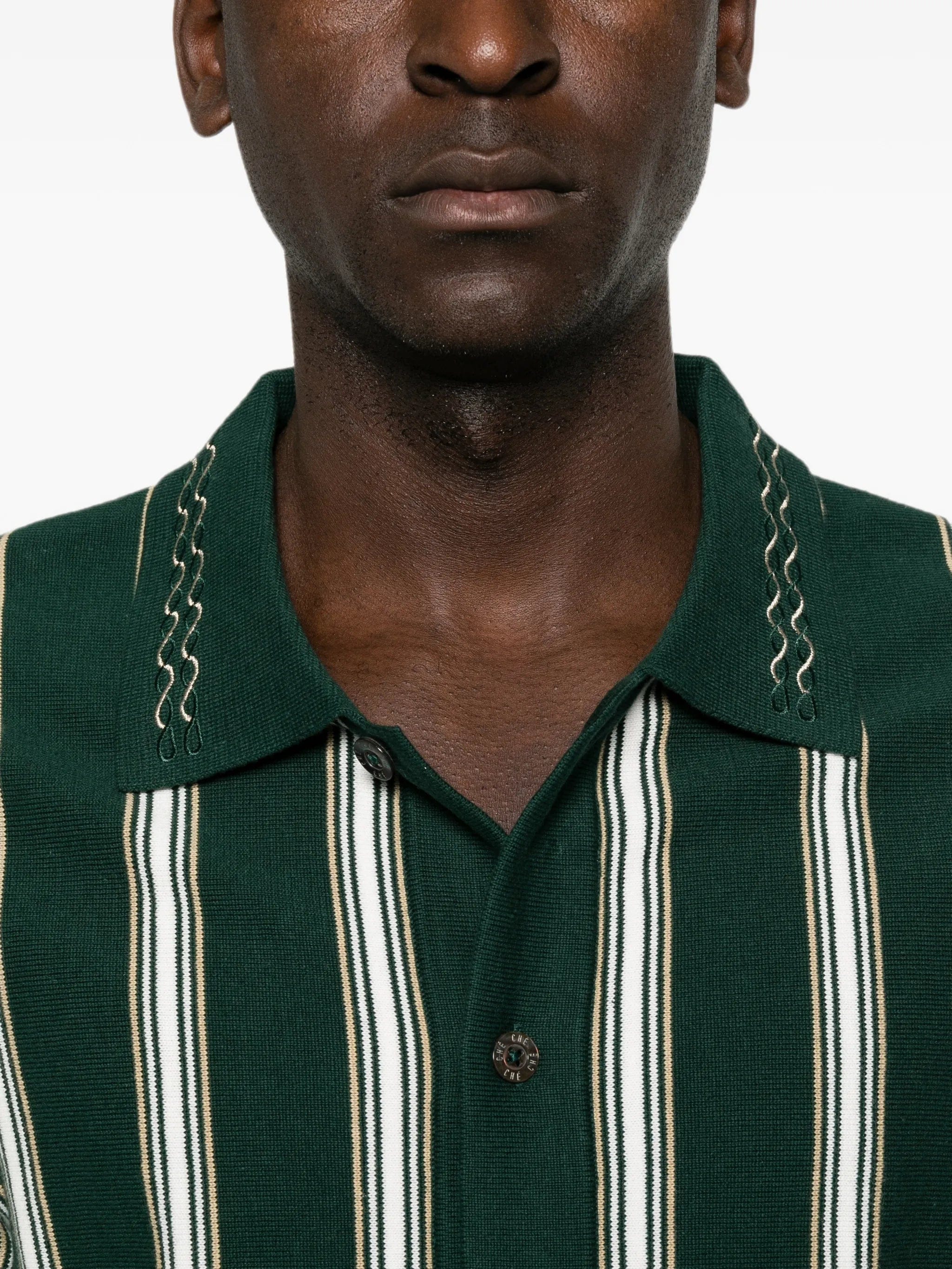 CHÉ Sawyer striped knitted polo shirt