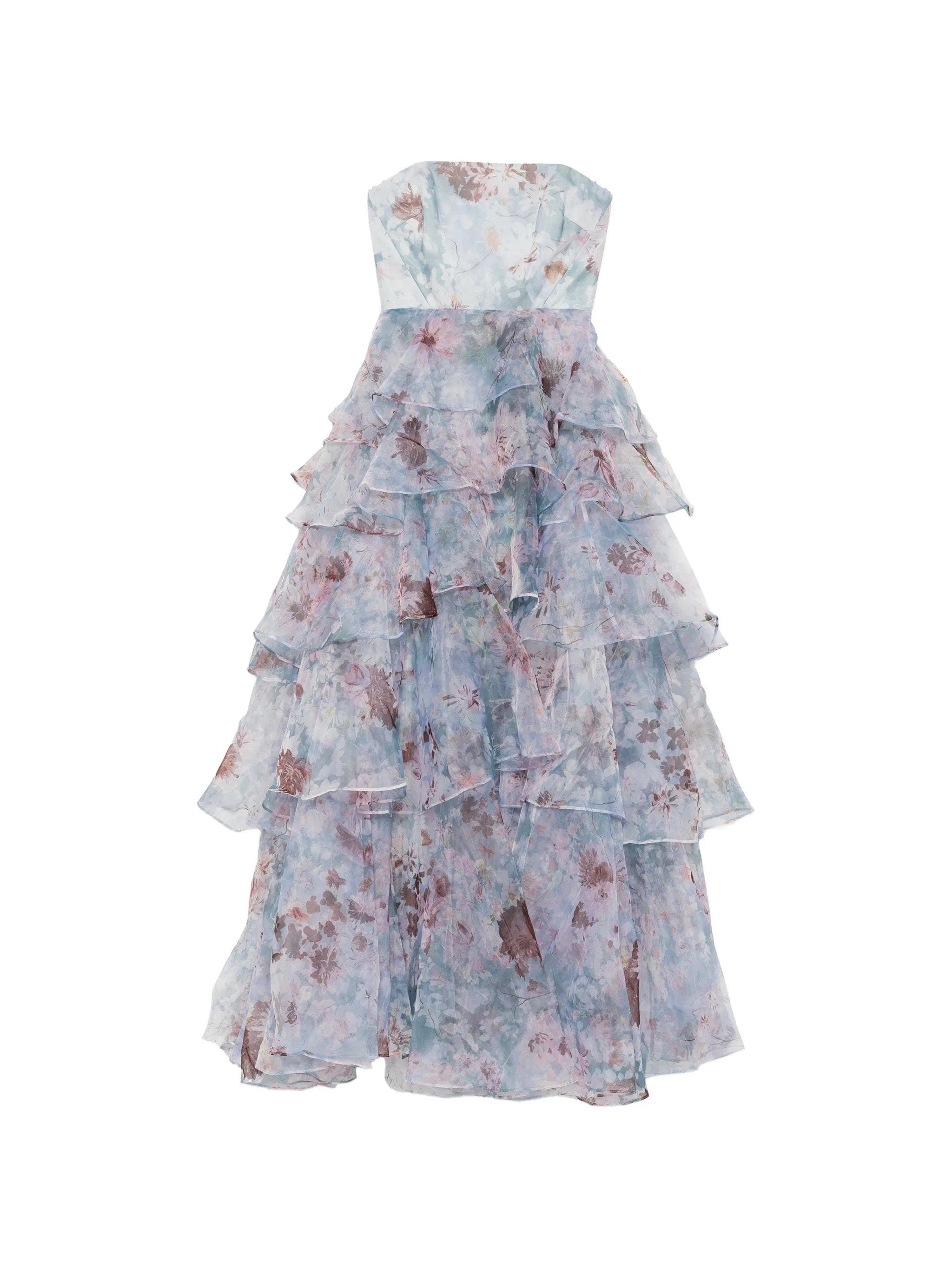 Aje Gabriella tiered floral-print gown maxi dress