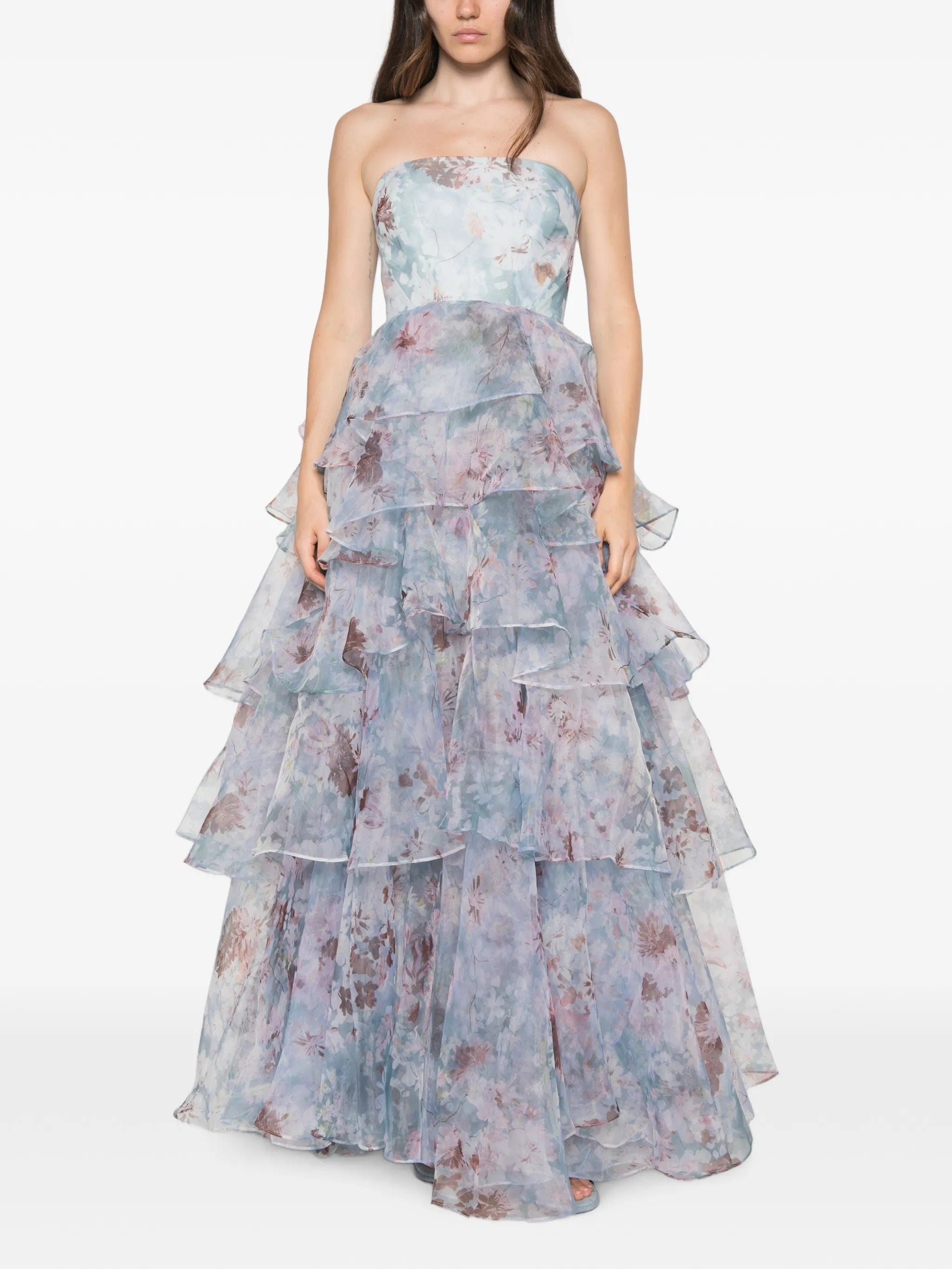 Aje Gabriella tiered floral-print gown maxi dress