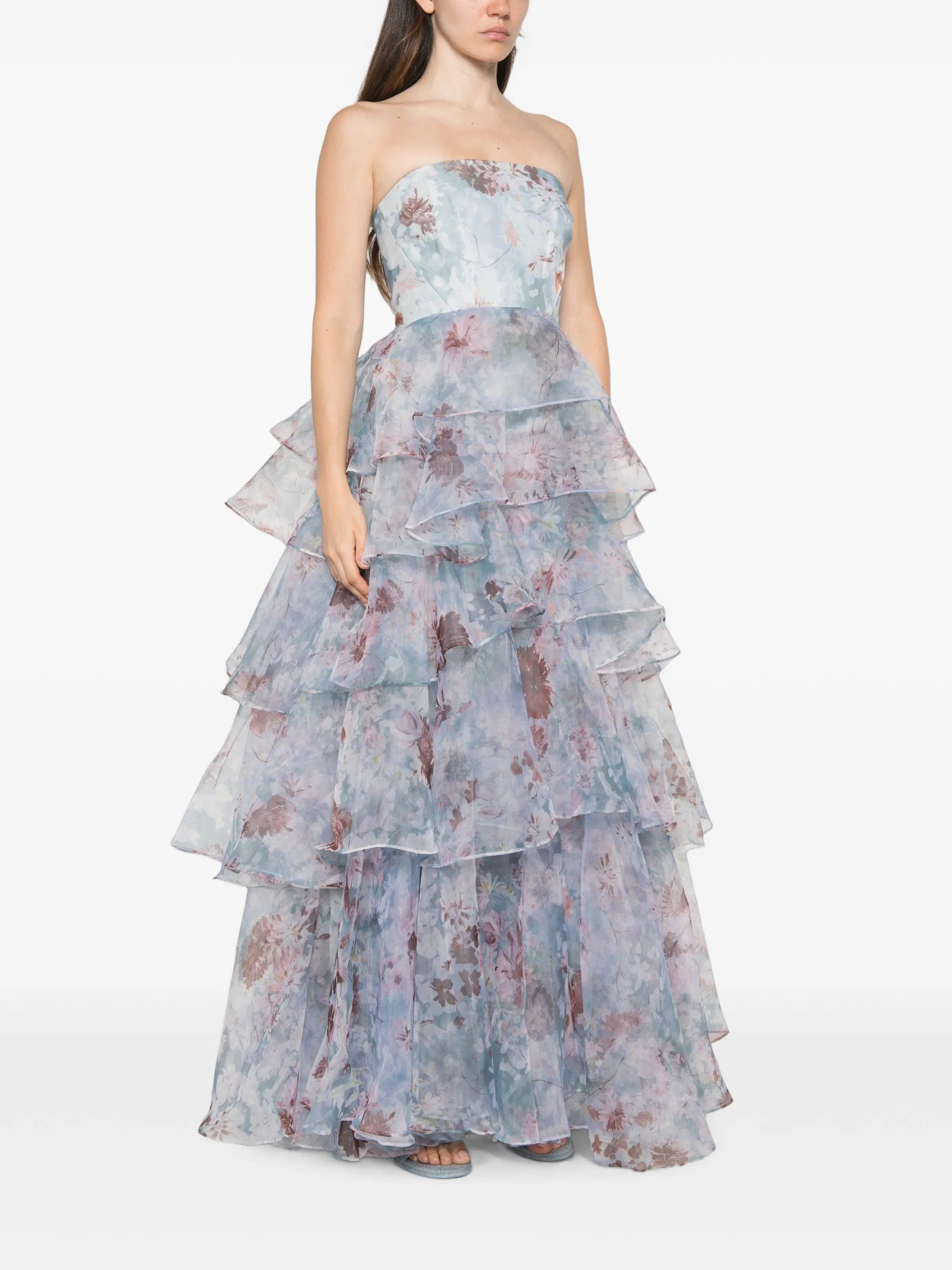 Aje Gabriella tiered floral-print gown maxi dress