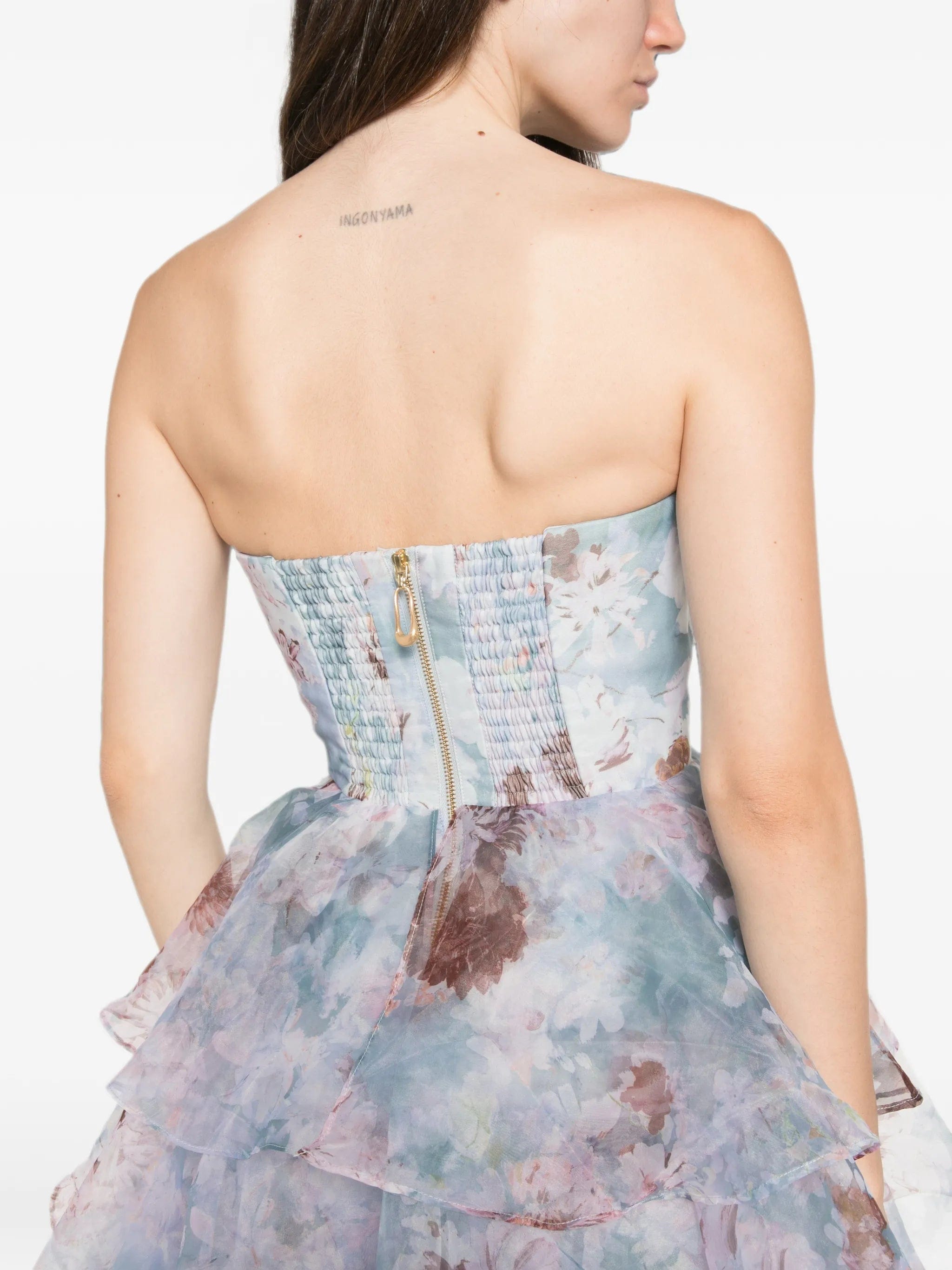 Aje Gabriella tiered floral-print gown maxi dress