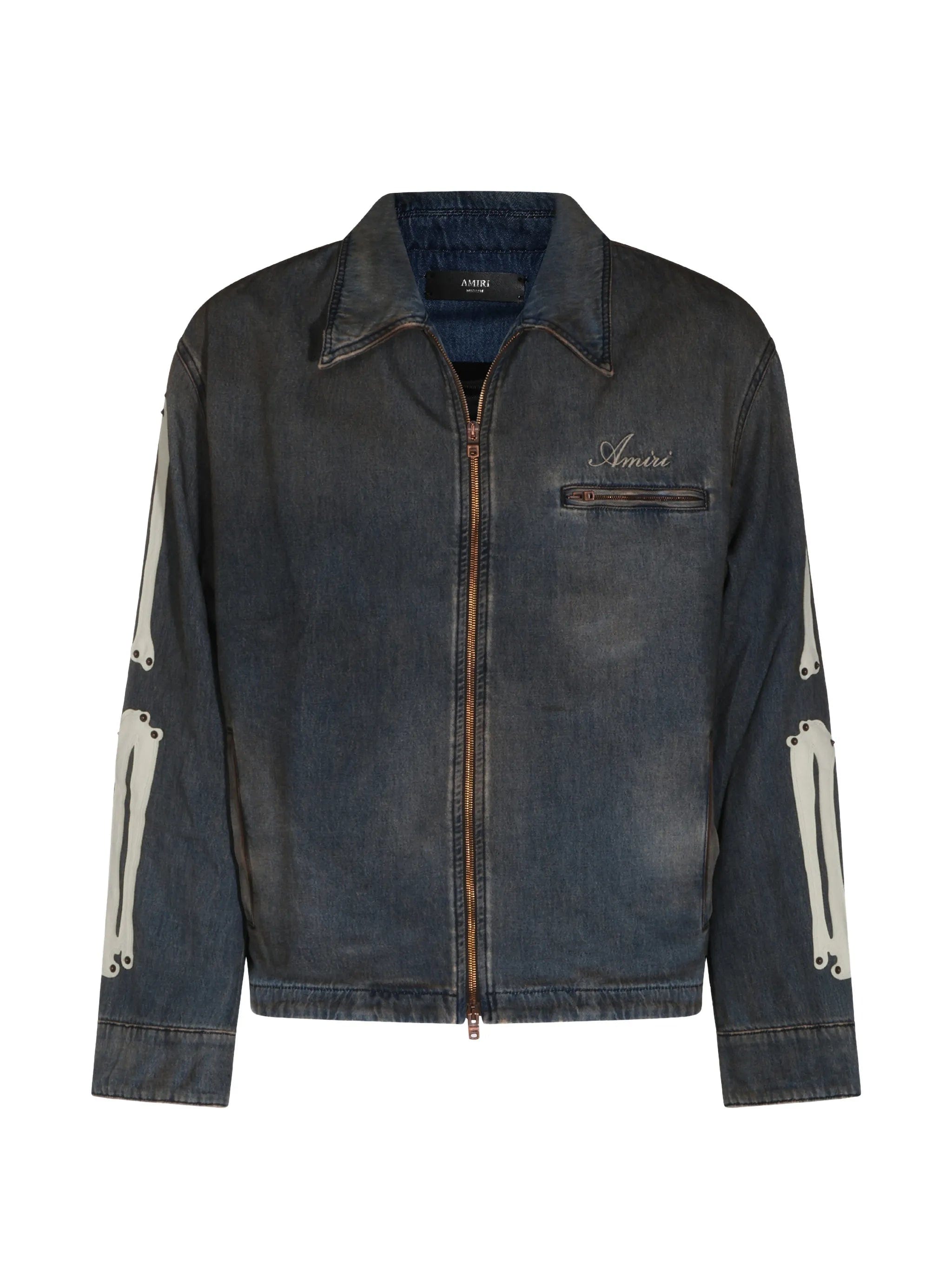 Amiri Skels leather-patch denim jacket