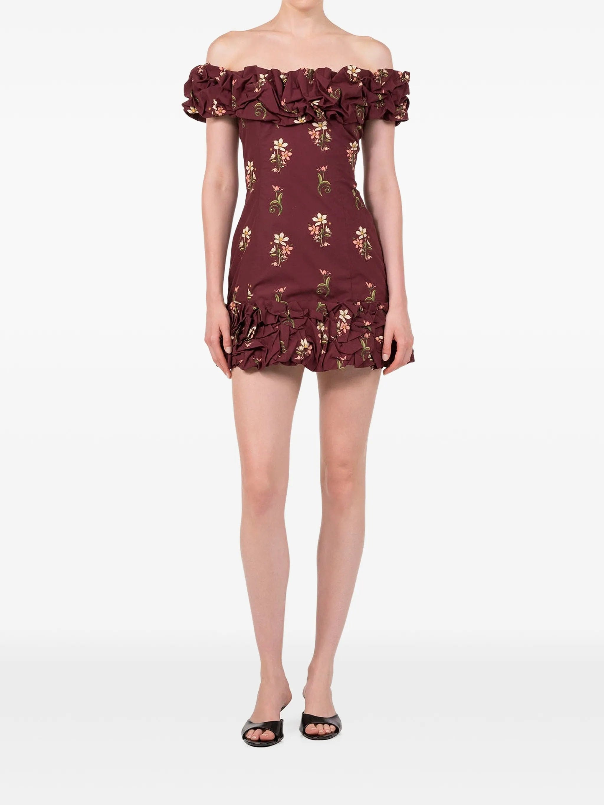Agua By Agua Bendita Garden Night ruffled floral-print mini dress