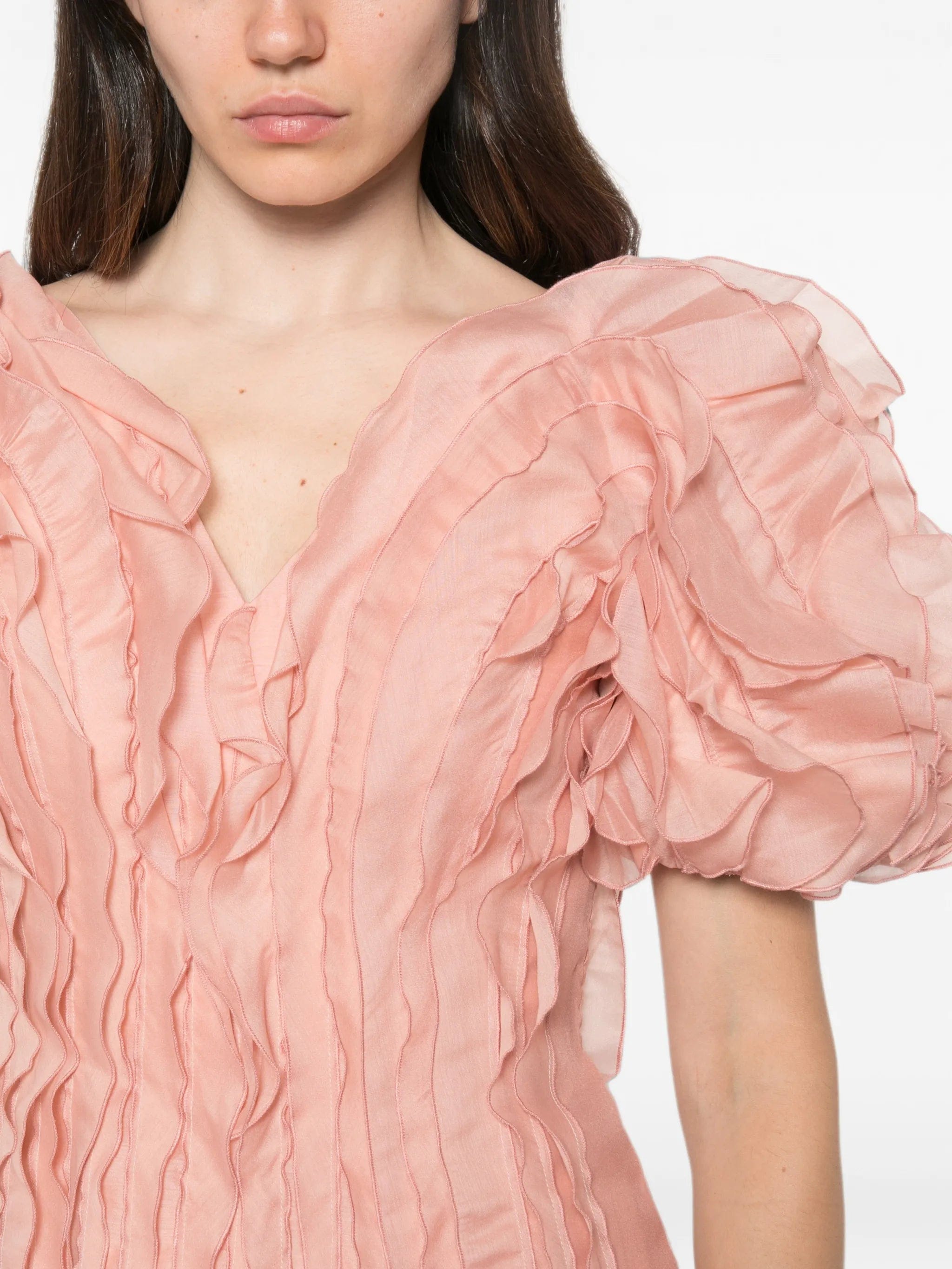 Aje ruffled puff-sleeve dress