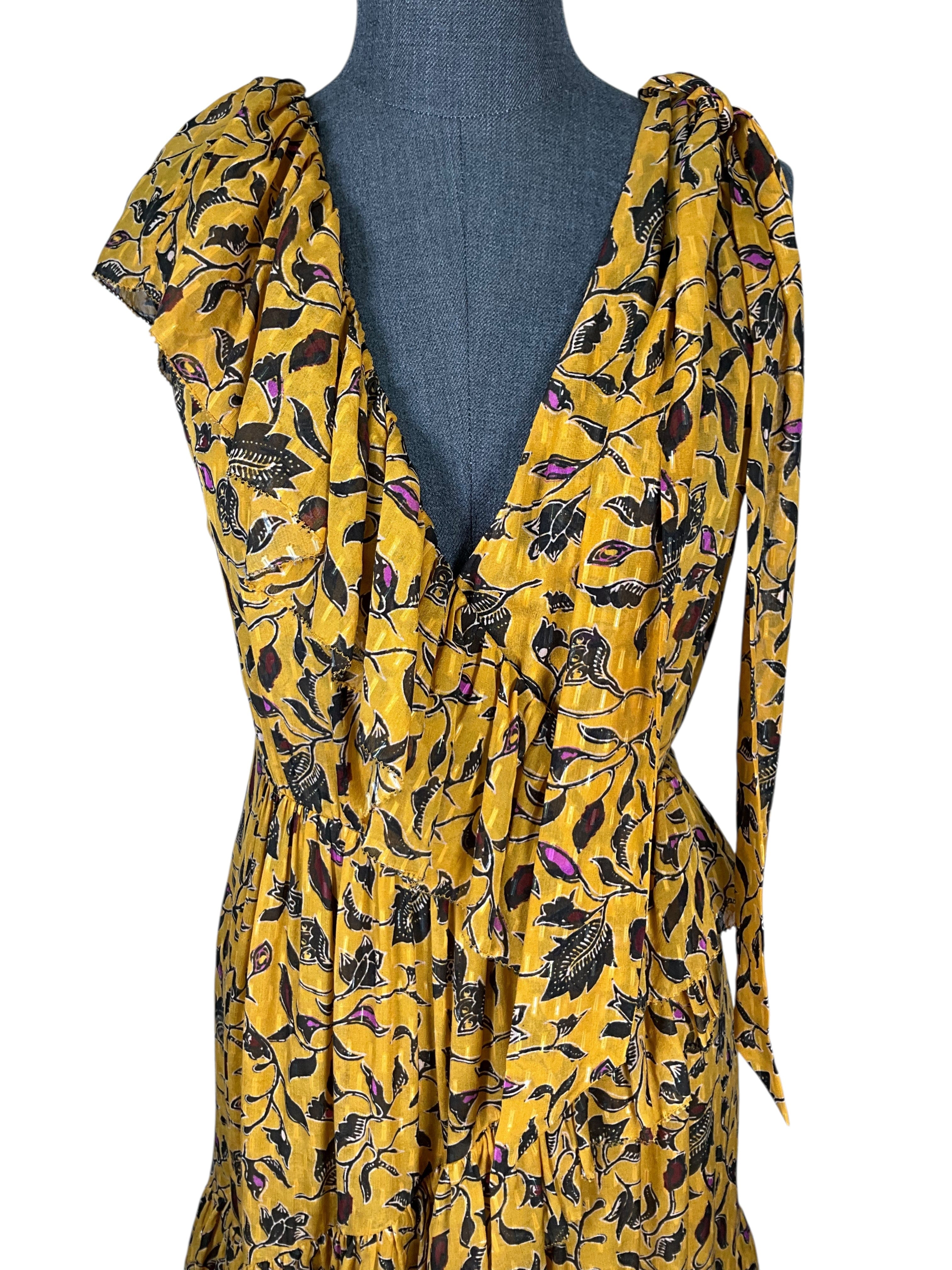 Ulla Johnson Printed Silk Dania Ruffled Tiered Midi Dress Size M