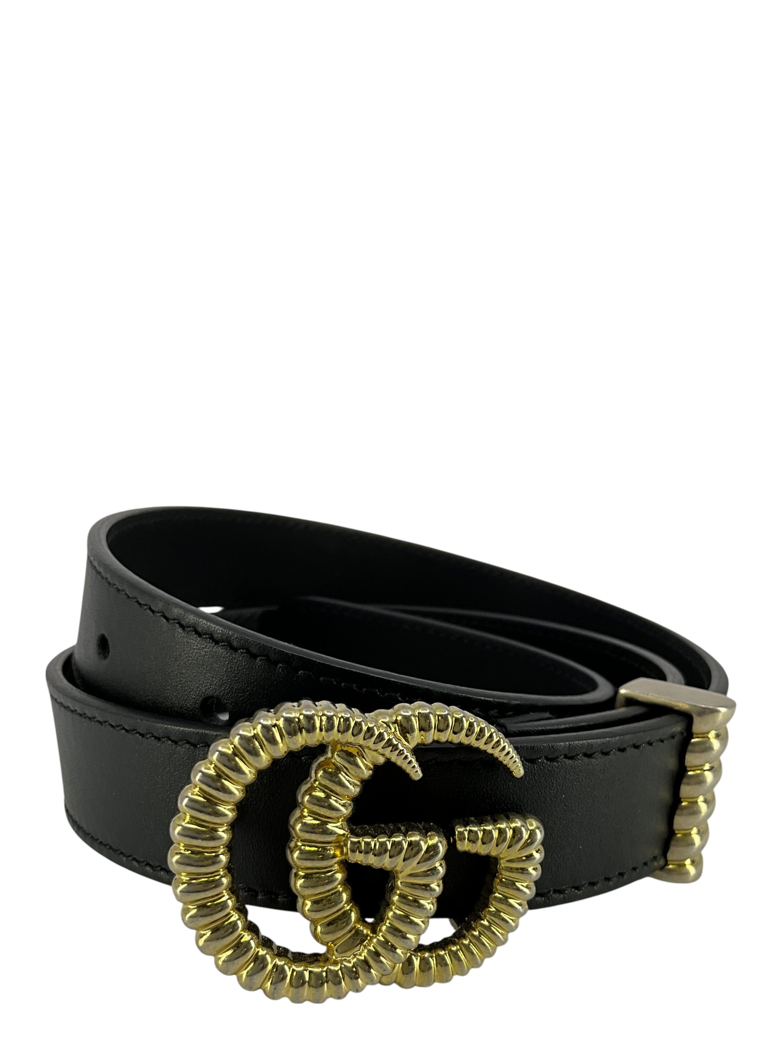 GUCCI GG Marmont Torchon Thin Leather Belt Size 75