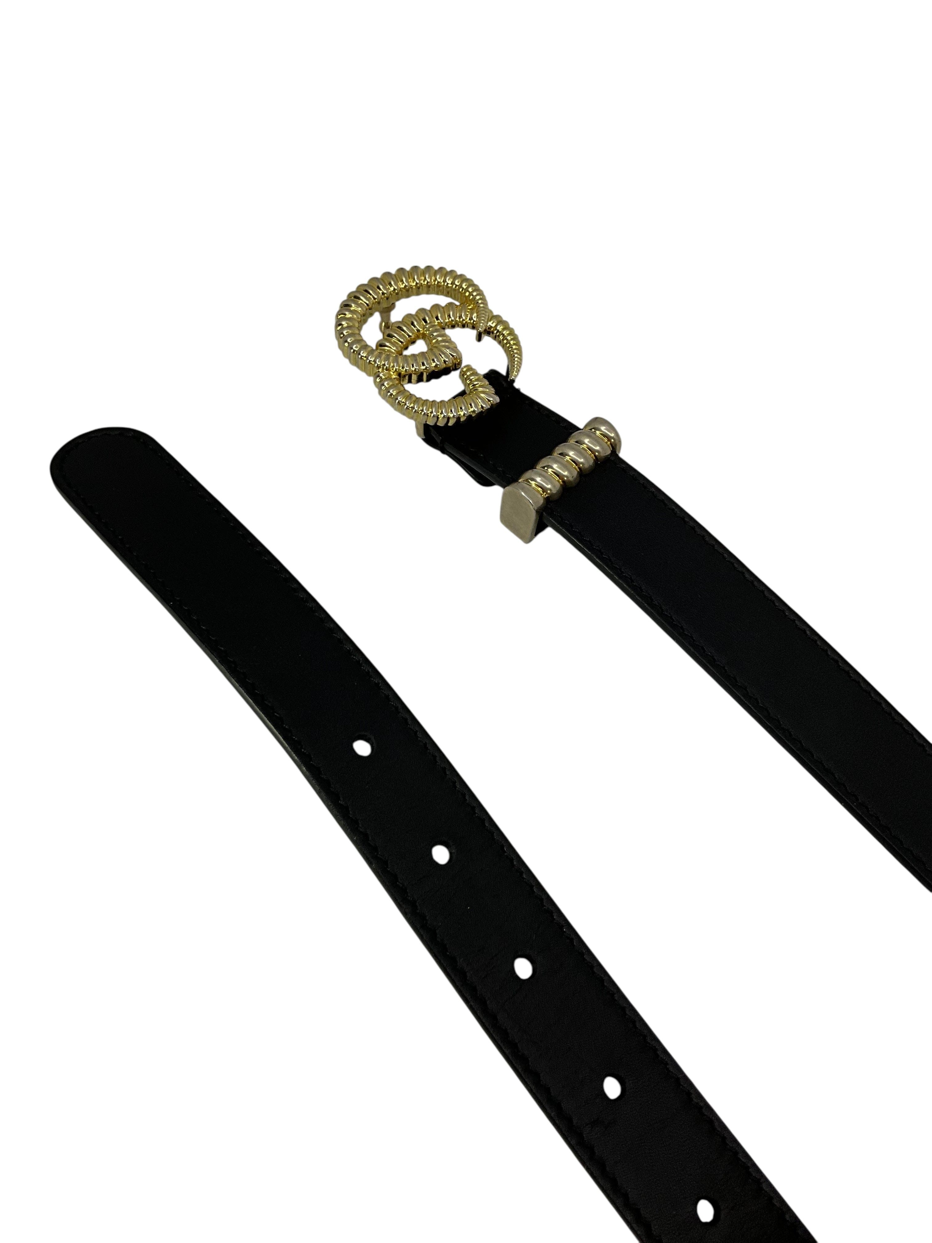 GUCCI GG Marmont Torchon Thin Leather Belt Size 75
