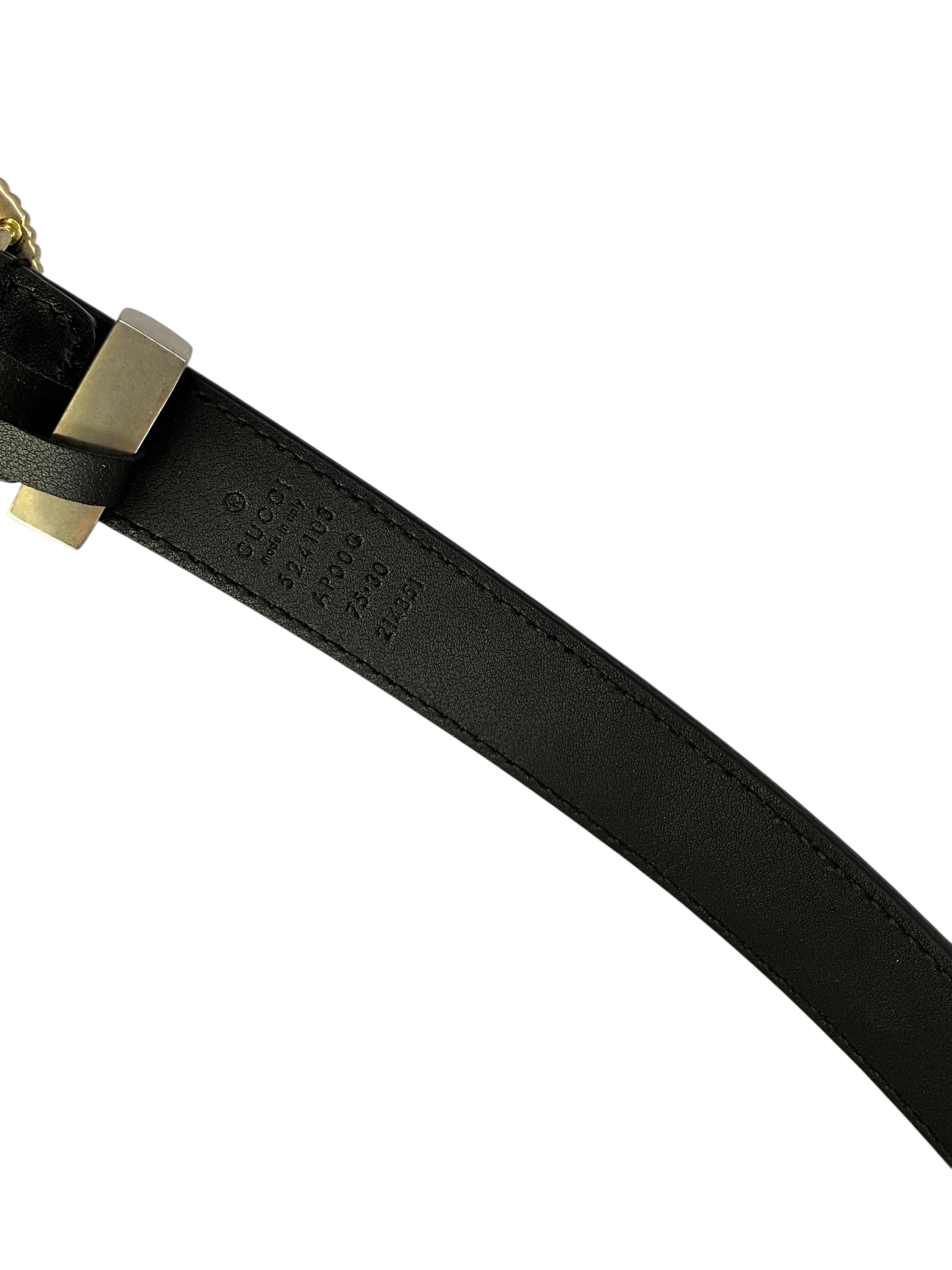 GUCCI GG Marmont Torchon Thin Leather Belt Size 75