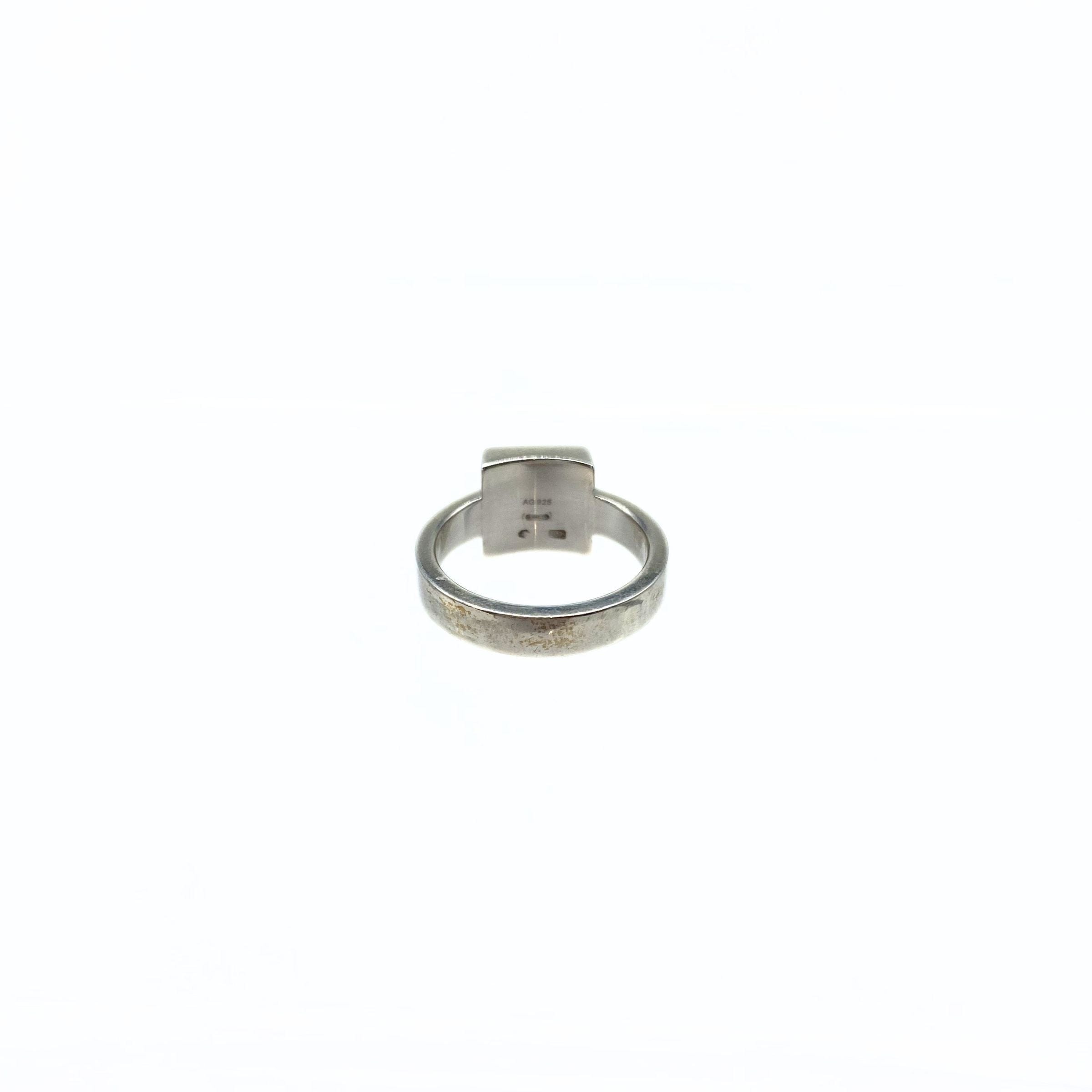 Gucci Trademark Square Top Logo Ring in Sterling Silver