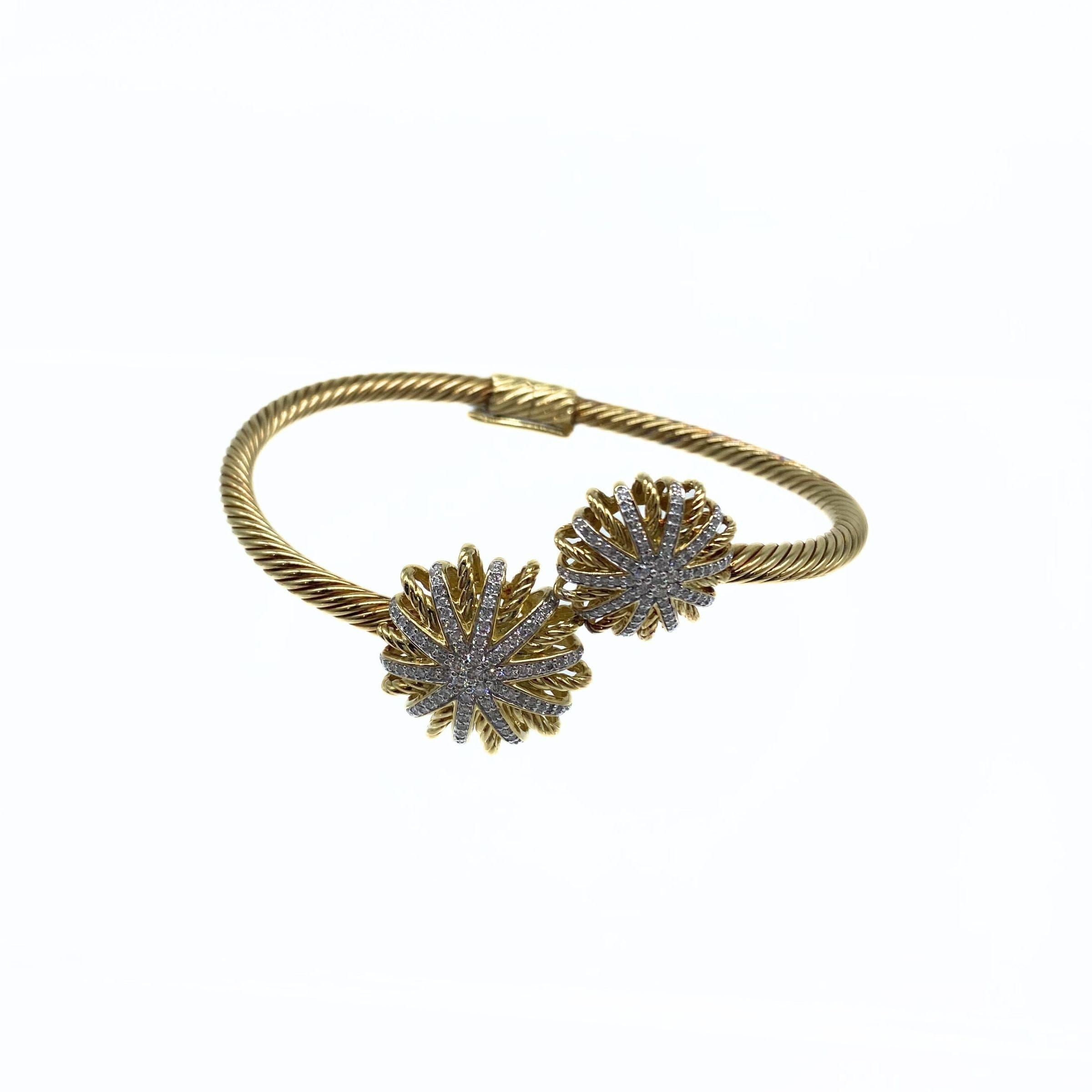 David Yurman 18k Gold and Diamonds Starburst Cuff Bracelet