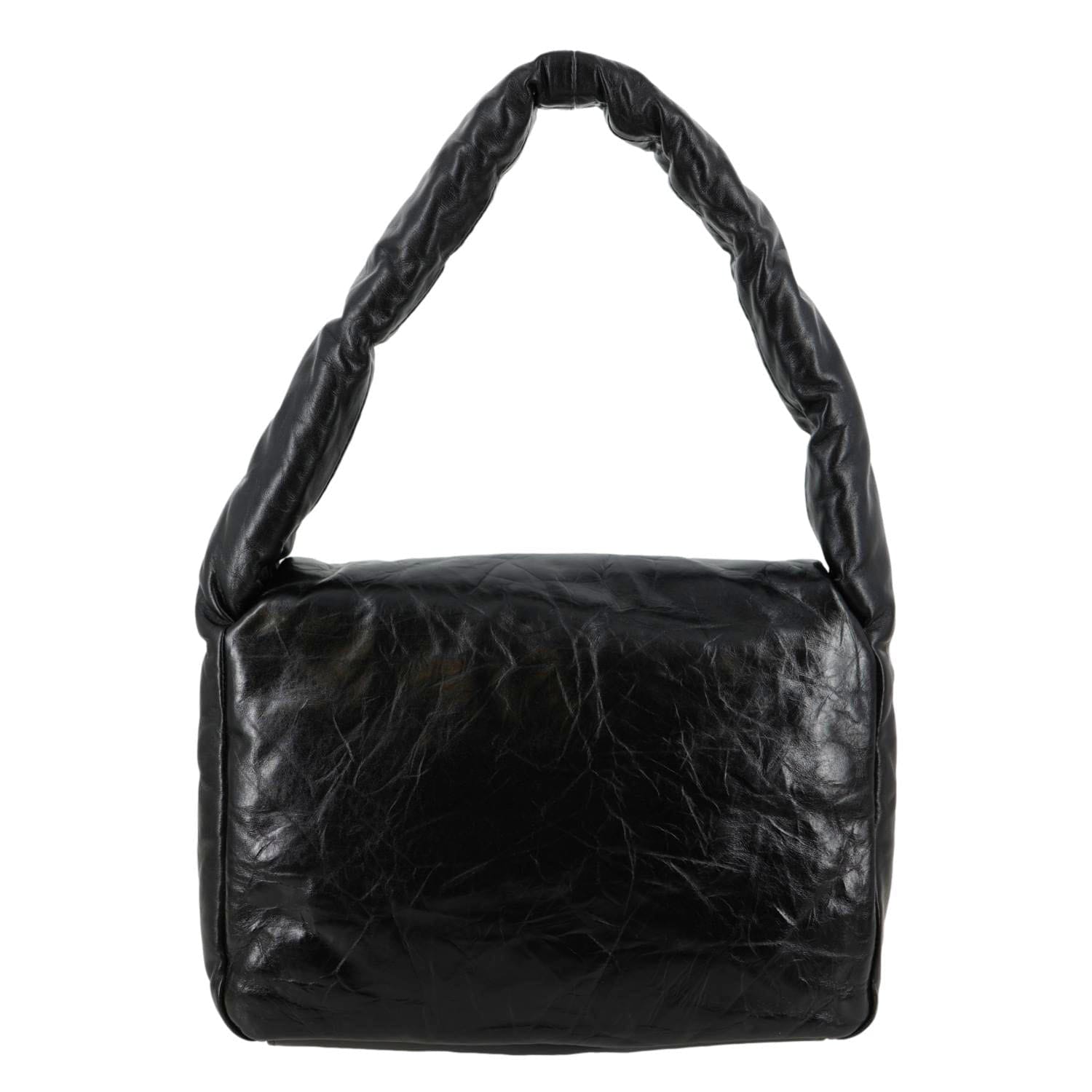 BALENCIAGA Monaco Calfskin Leather Shoulder Bag Black
