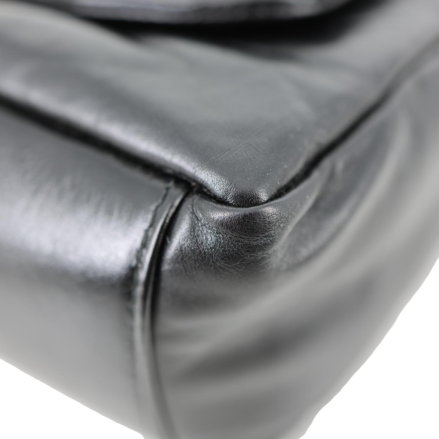 BALENCIAGA Monaco Calfskin Leather Shoulder Bag Black