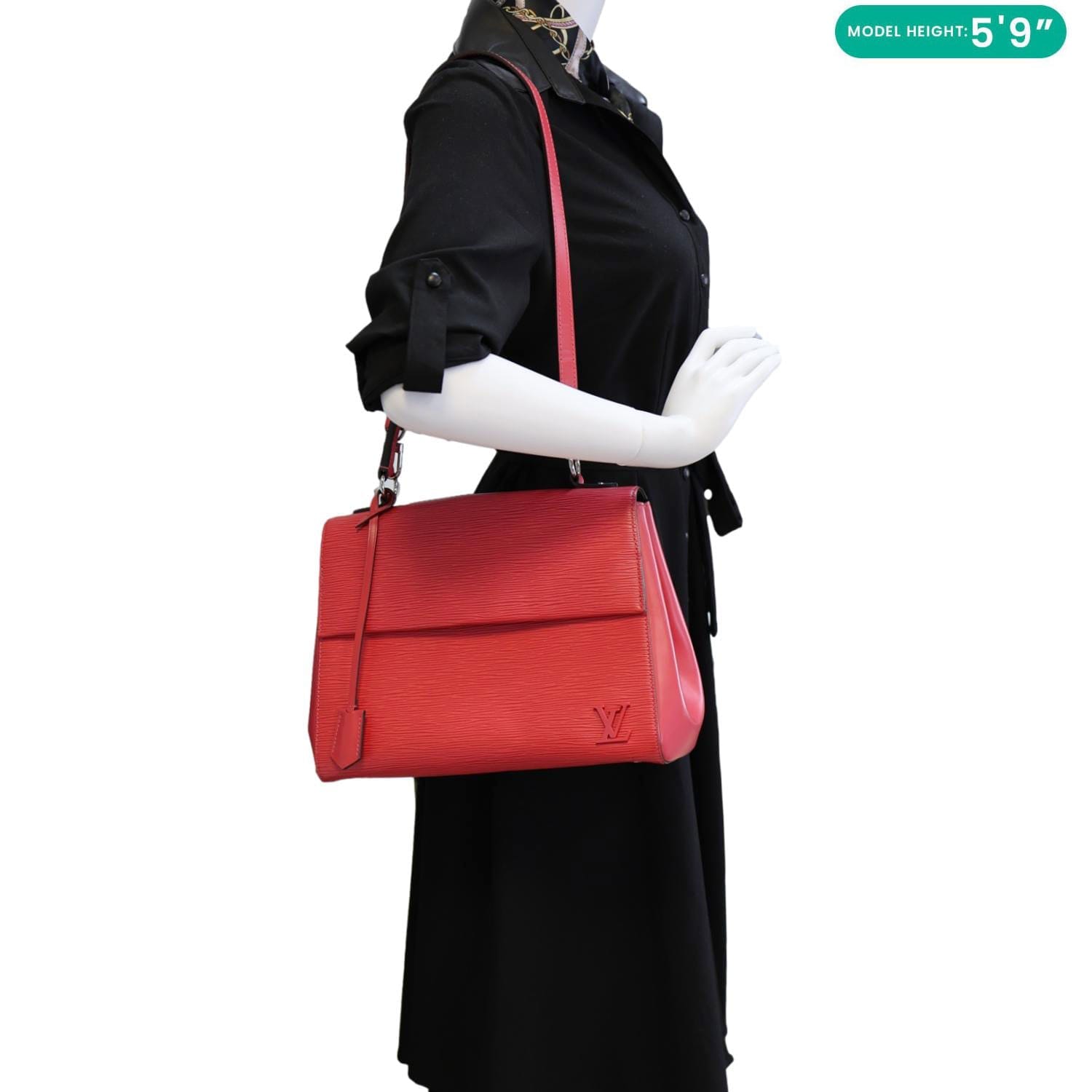 LOUIS VUITTON Cluny MM Epi Leather Top Handle Crossbody Bag Red