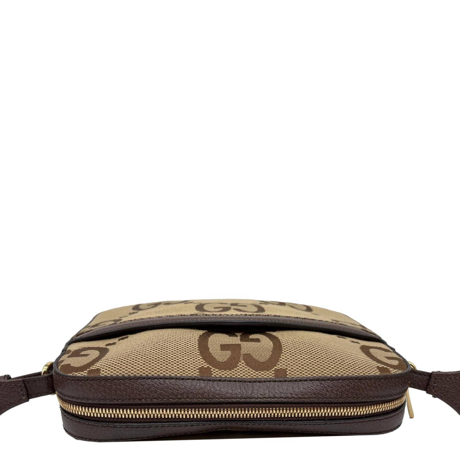 GUCCI GG Monogram Jumbo Canvas Dollar Web Messenger Bag Beige 675891